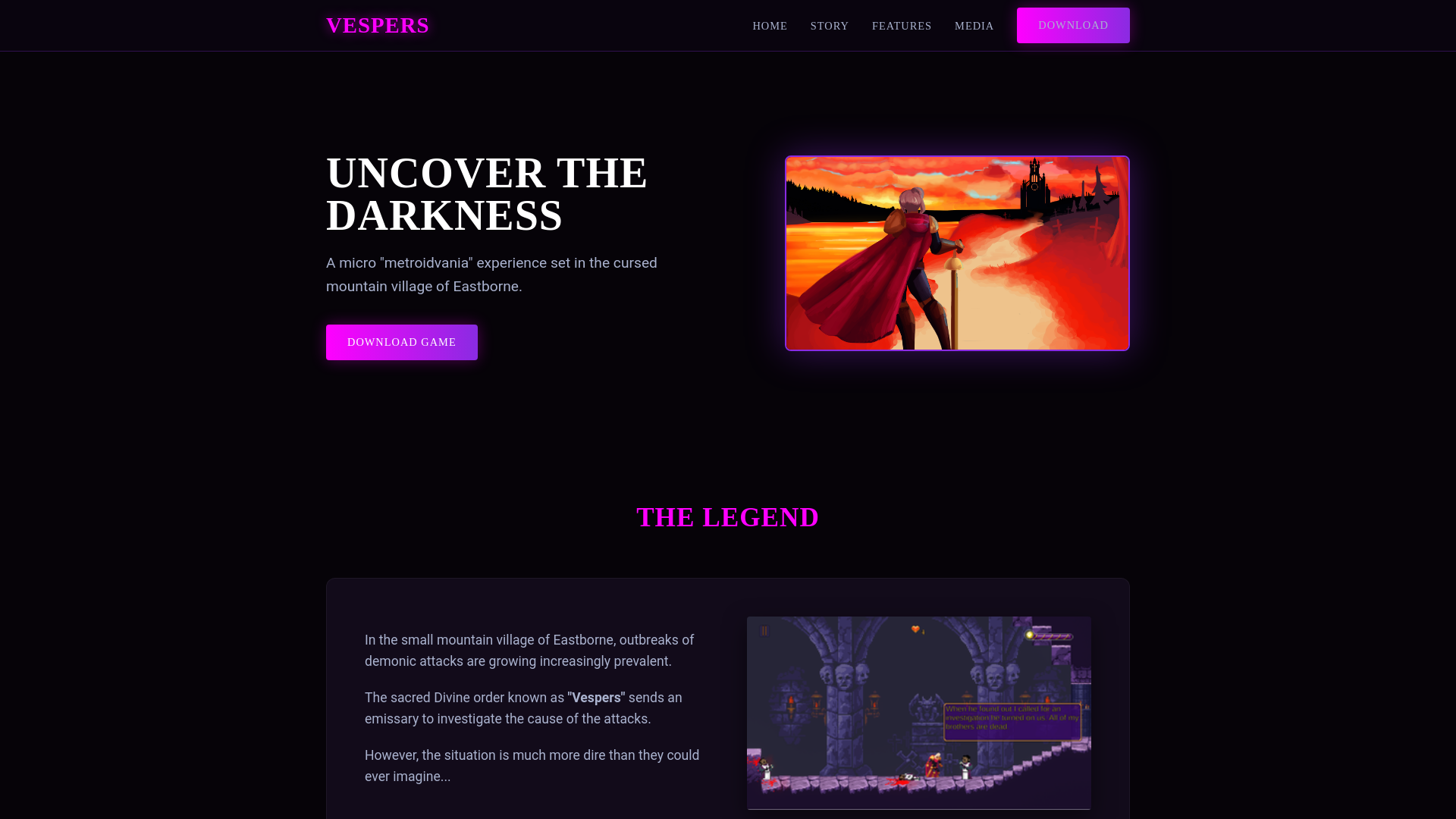 website screenshot of https://vespersbetaa.pages.dev/