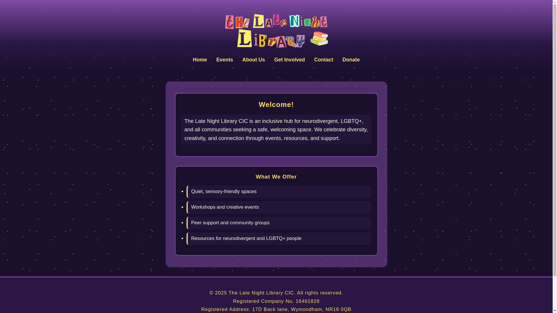 website screenshot of https://thelatenightlibrary.co.uk/