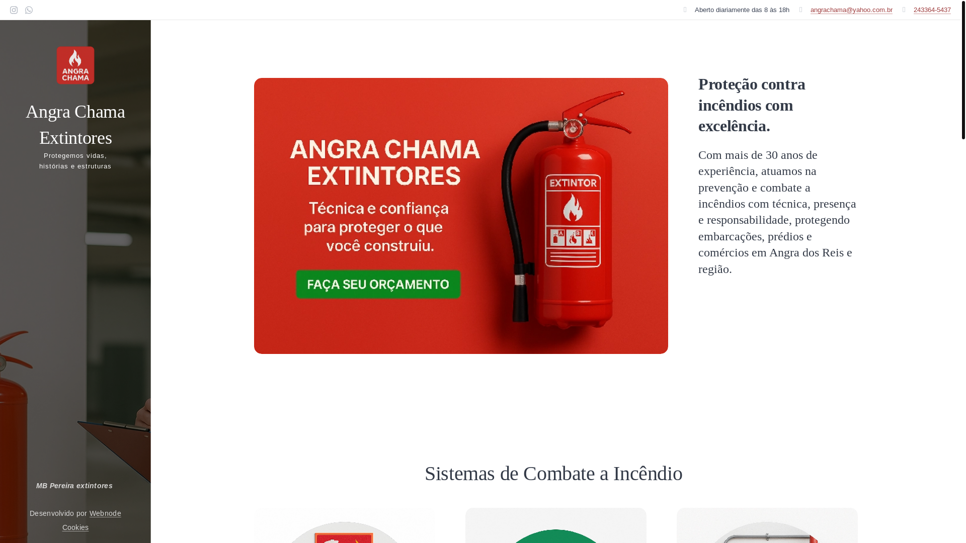 website screenshot of https://angrachama.com.br/