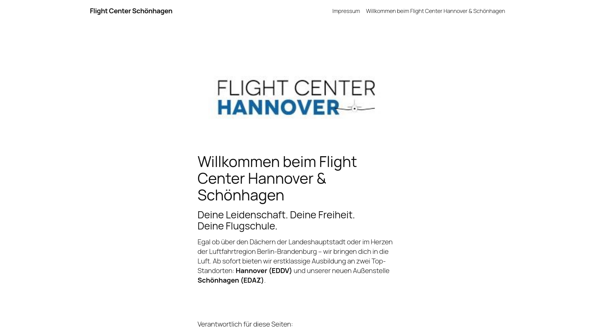 website screenshot of https://flightcenter-schoenhagen.de/