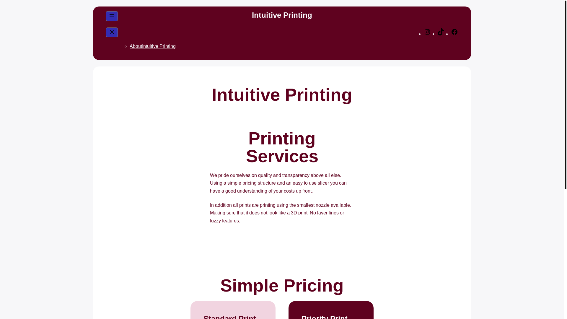 website screenshot of https://print3dlancaster.com/