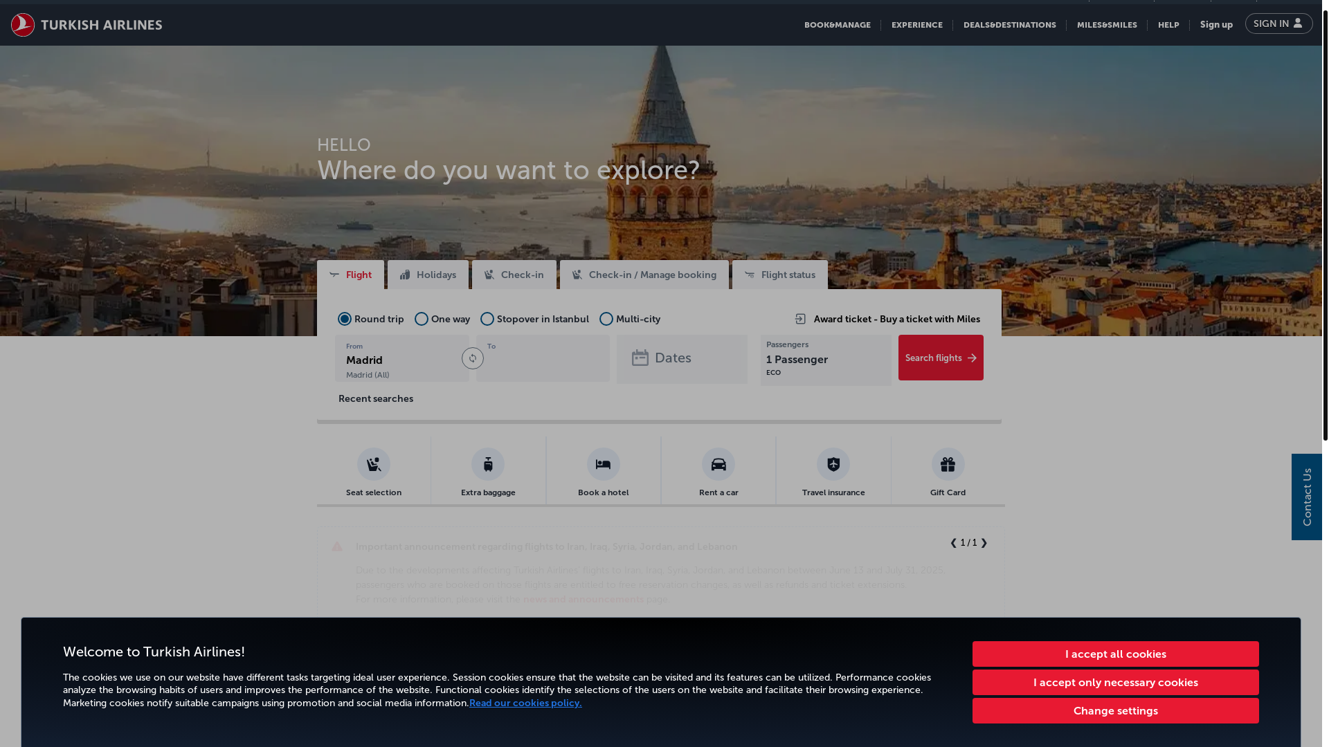 website screenshot of https://pturkishairlines.com/