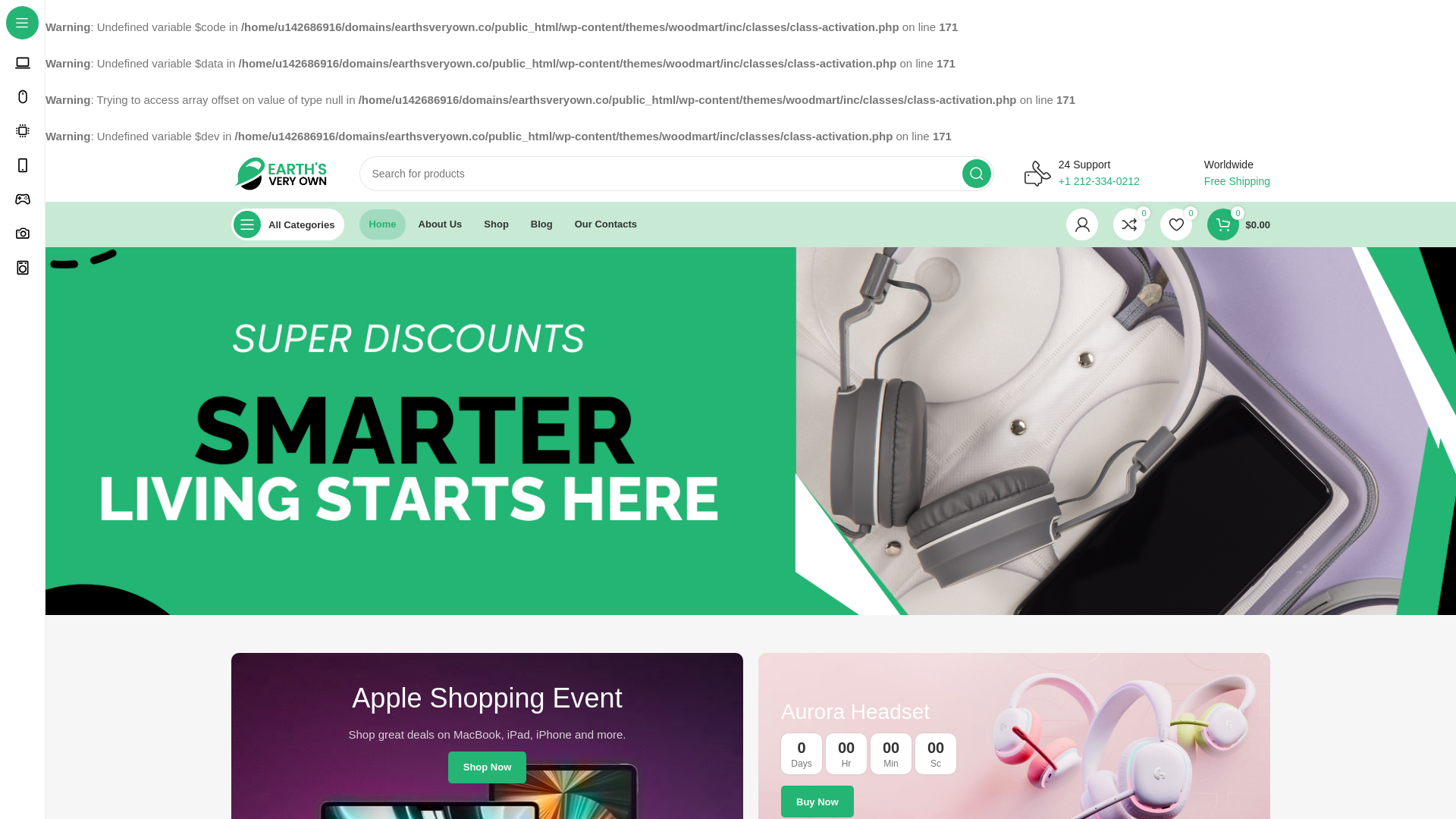 website screenshot of https://earthsveryown.co