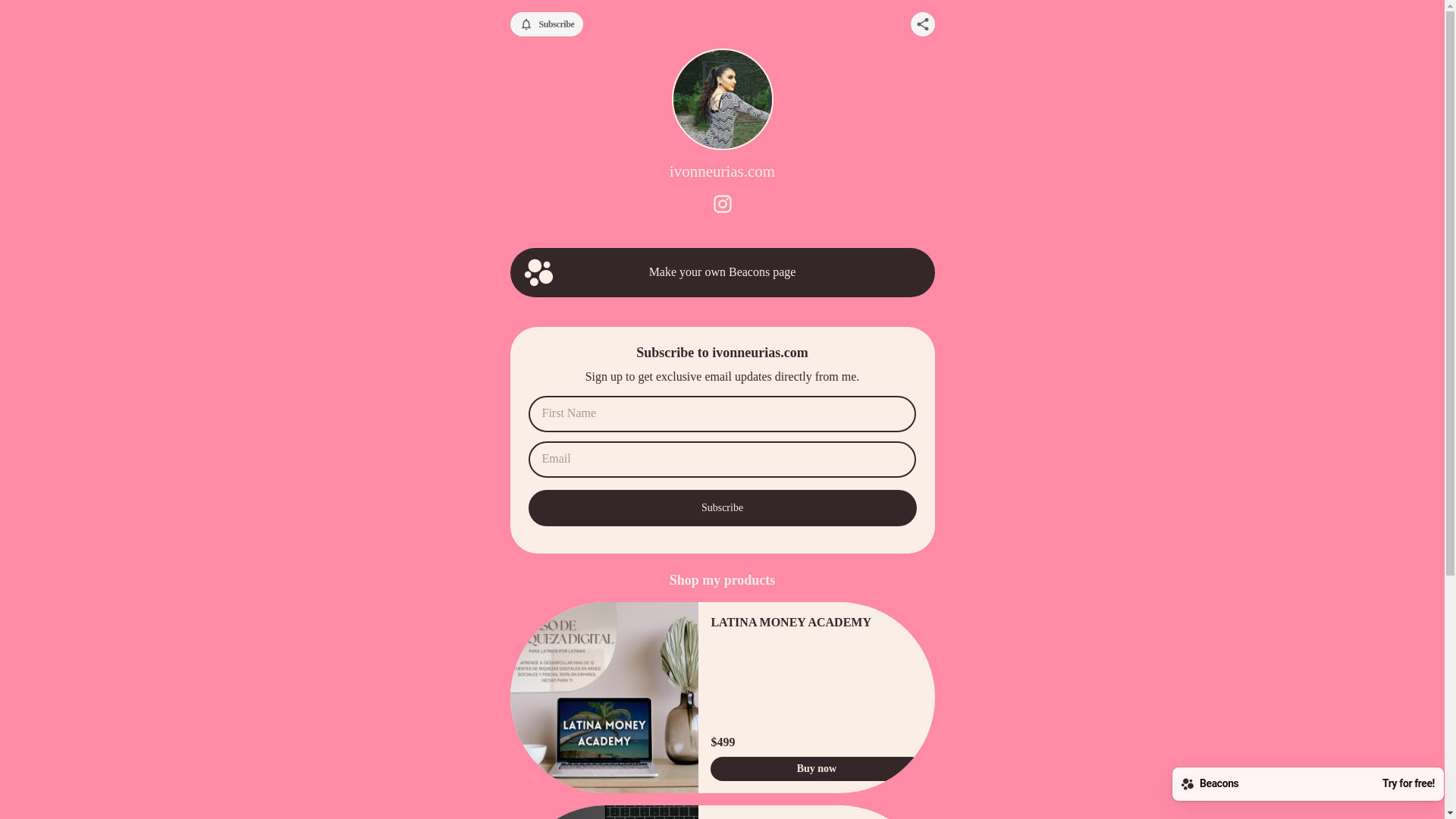 website screenshot of https://ivonneurias.store/