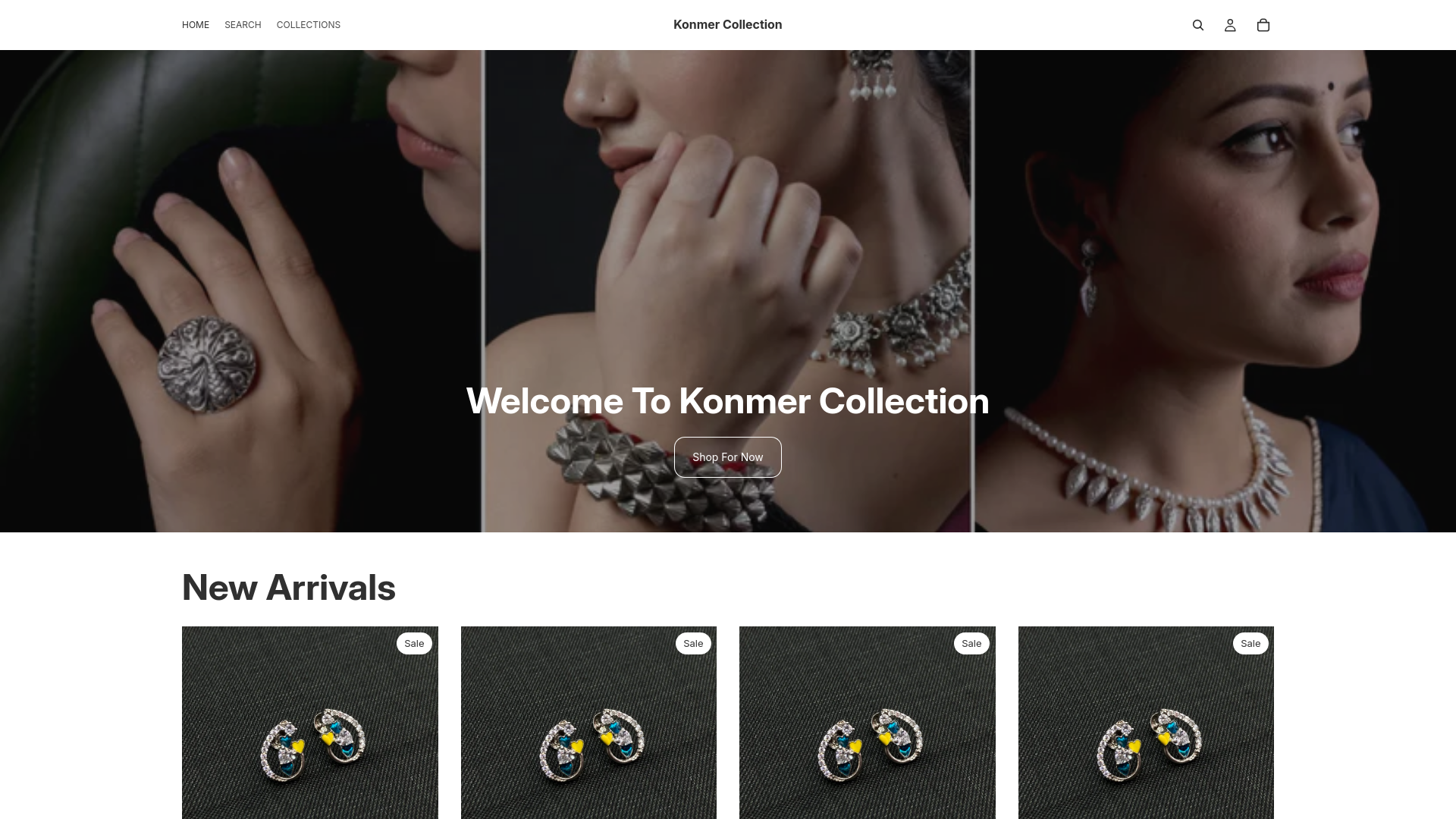 website screenshot of https://konmercollection.in/