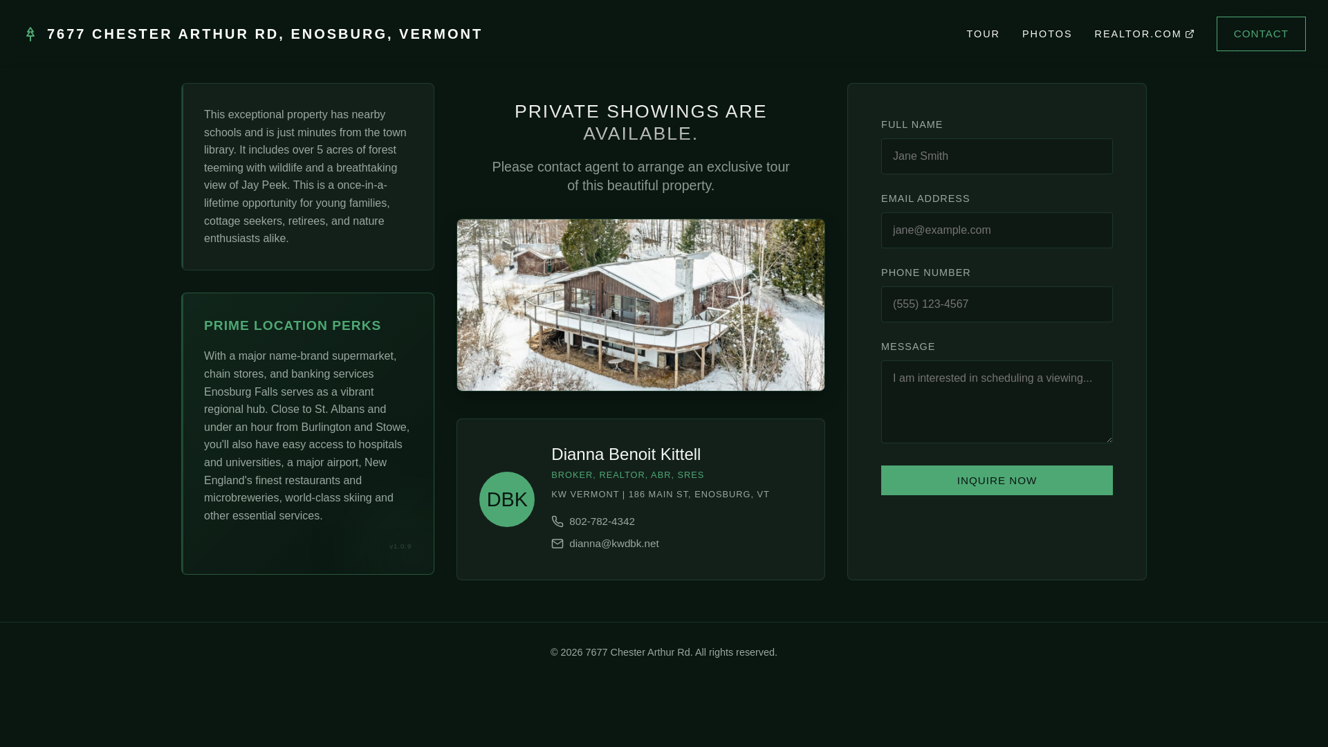 website screenshot of https://vtcountrycottage.info