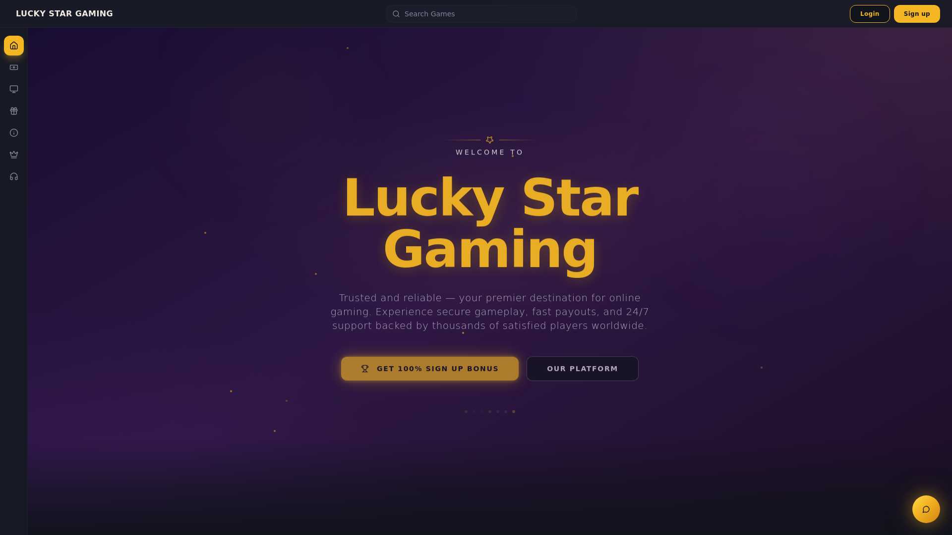 website screenshot of https://uasgamingluckystar.com