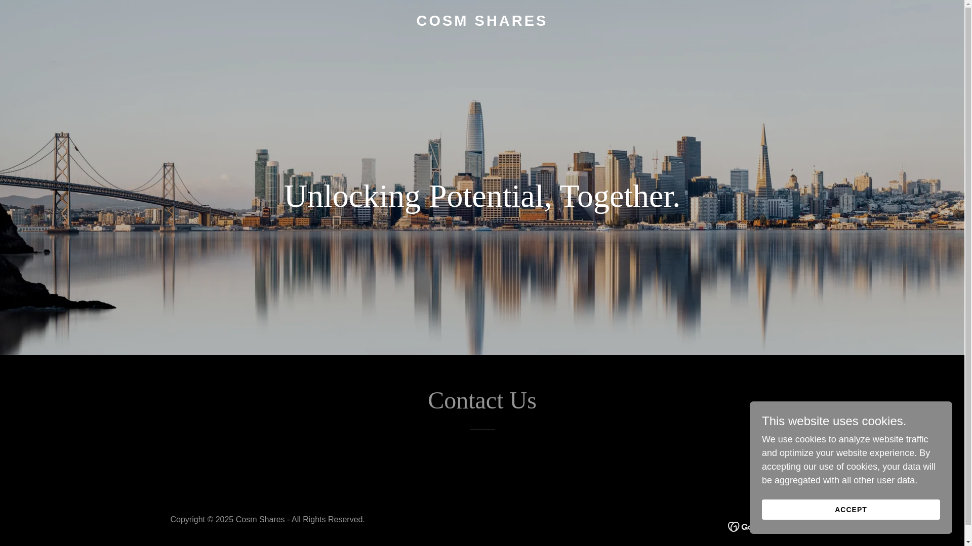 website screenshot of https://cosmshares.com/