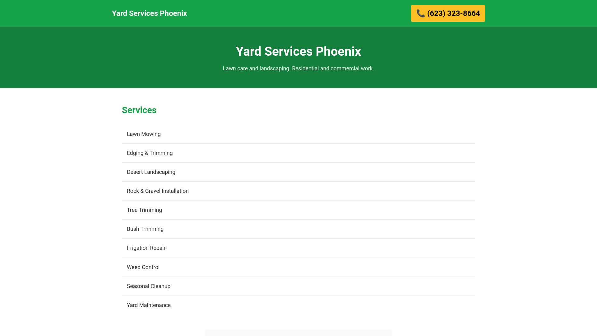 website screenshot of https://phxyard.pages.dev/