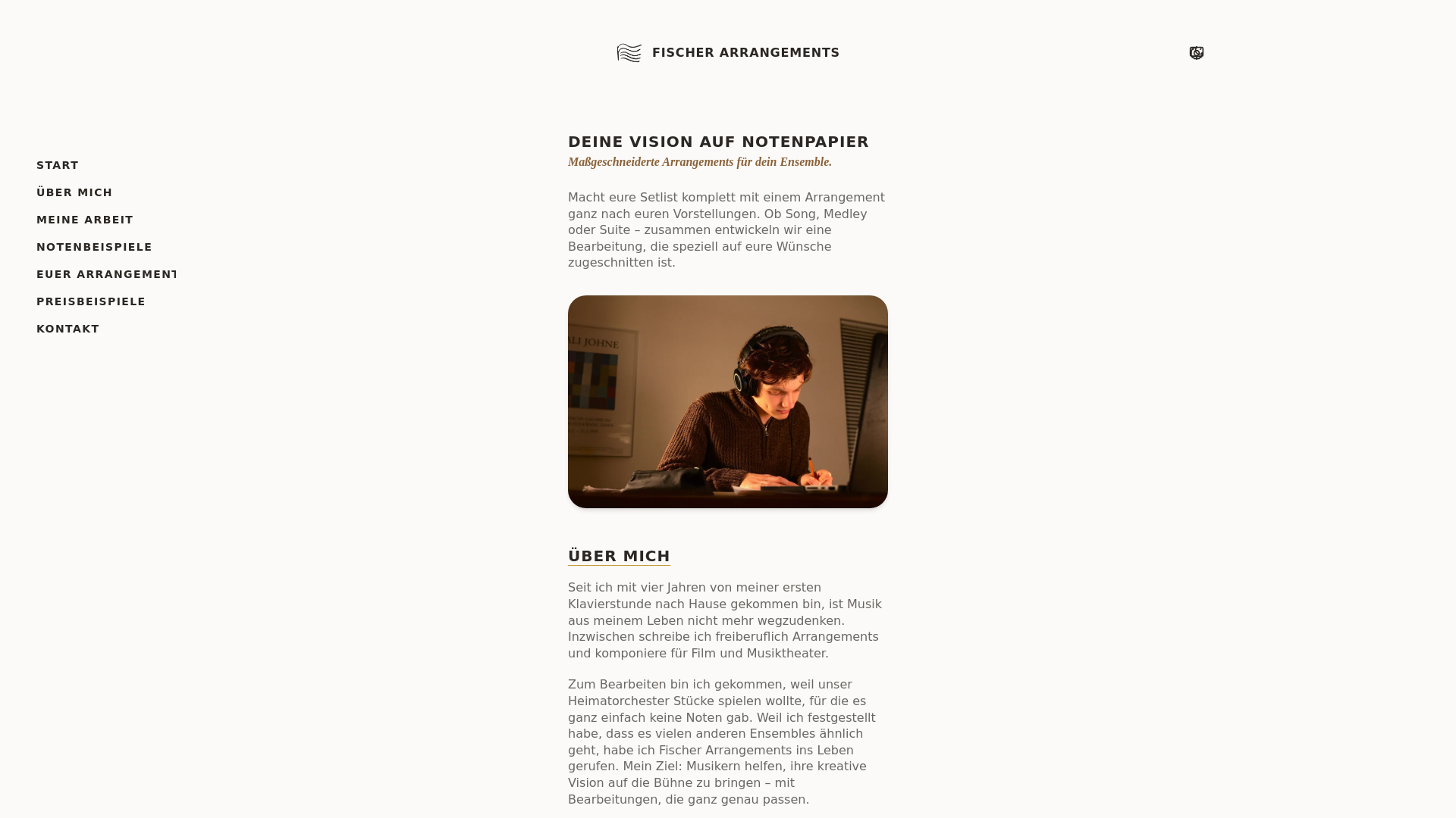 website screenshot of https://fischer-arrangements.pages.dev/