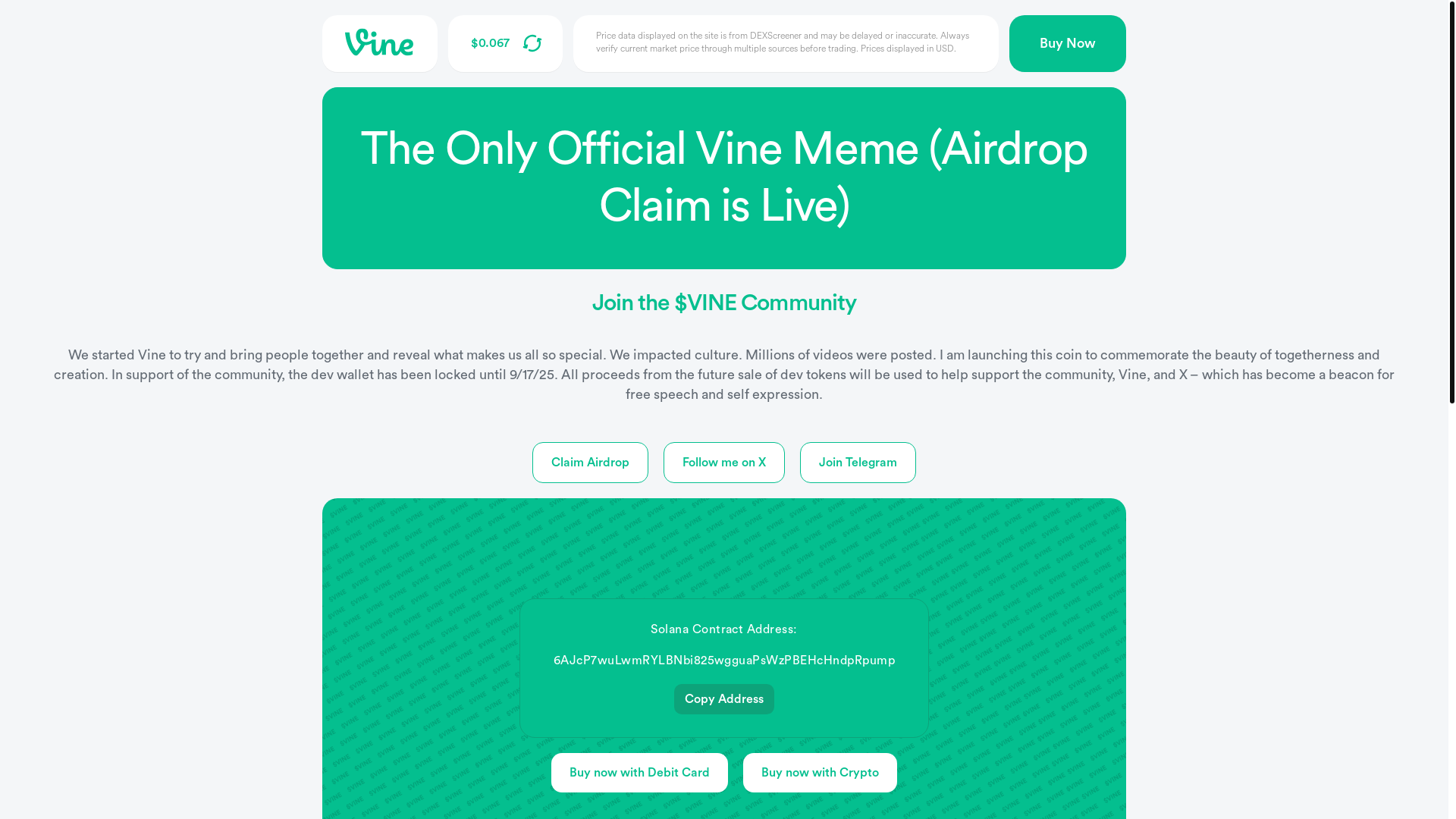 website screenshot of https://vineco-claim.pages.dev/