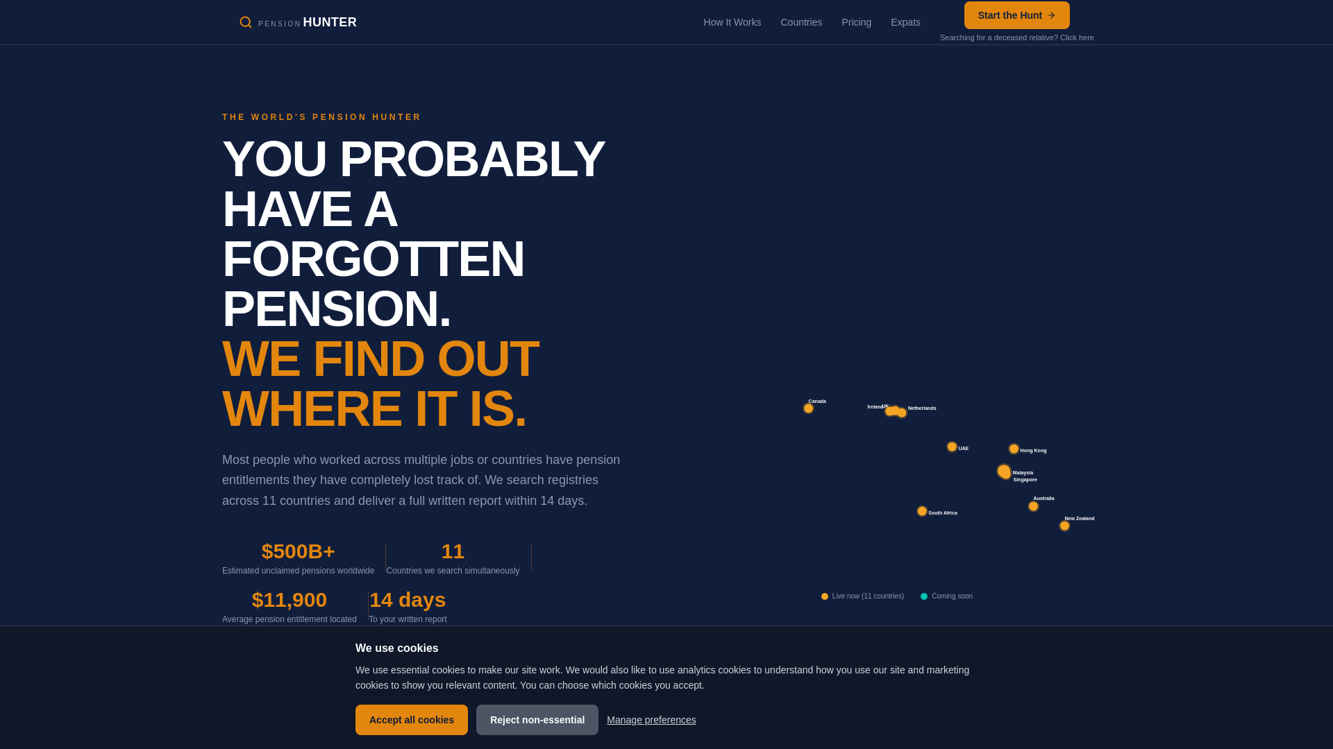 website screenshot of https://pensionhunter.ai