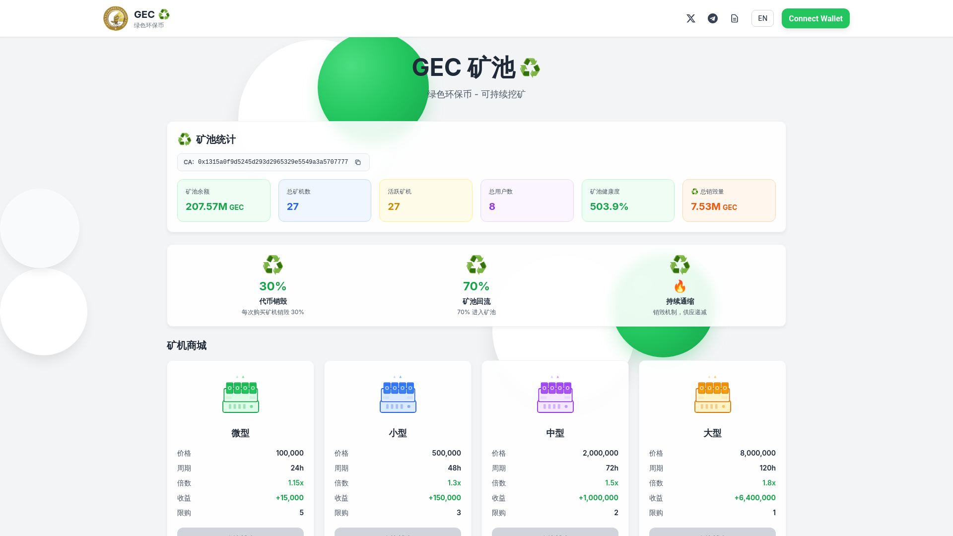 website screenshot of https://geccoin.org/