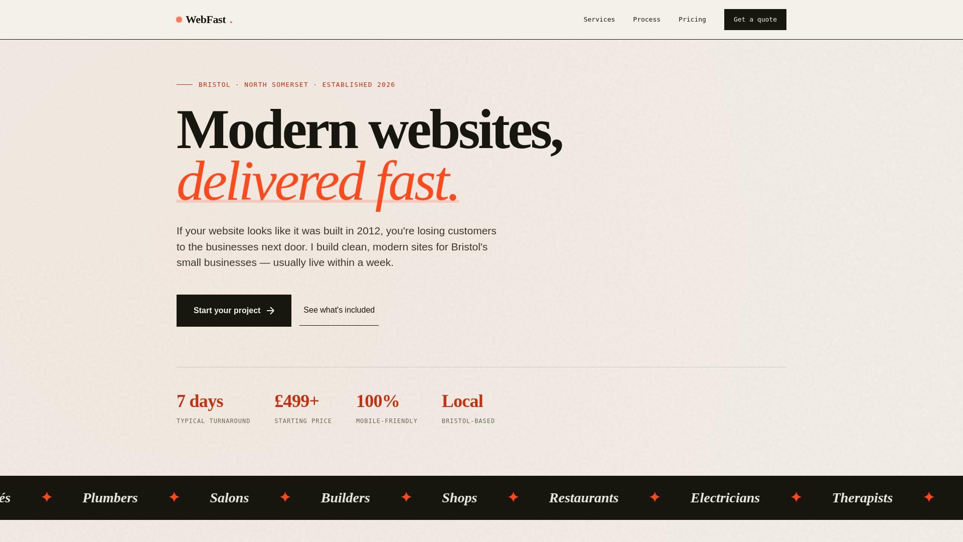 website screenshot of https://webfastbristol.co.uk/