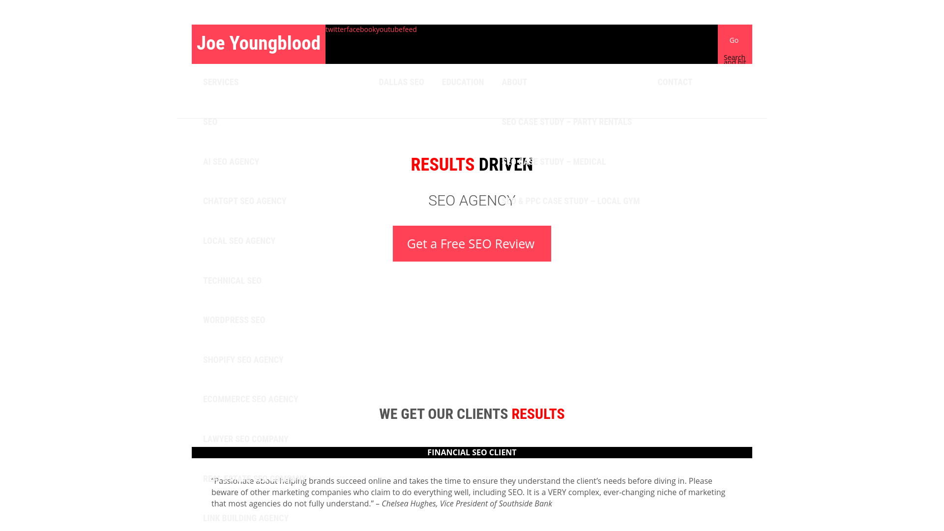 website screenshot of https://joeyoungblood.com/