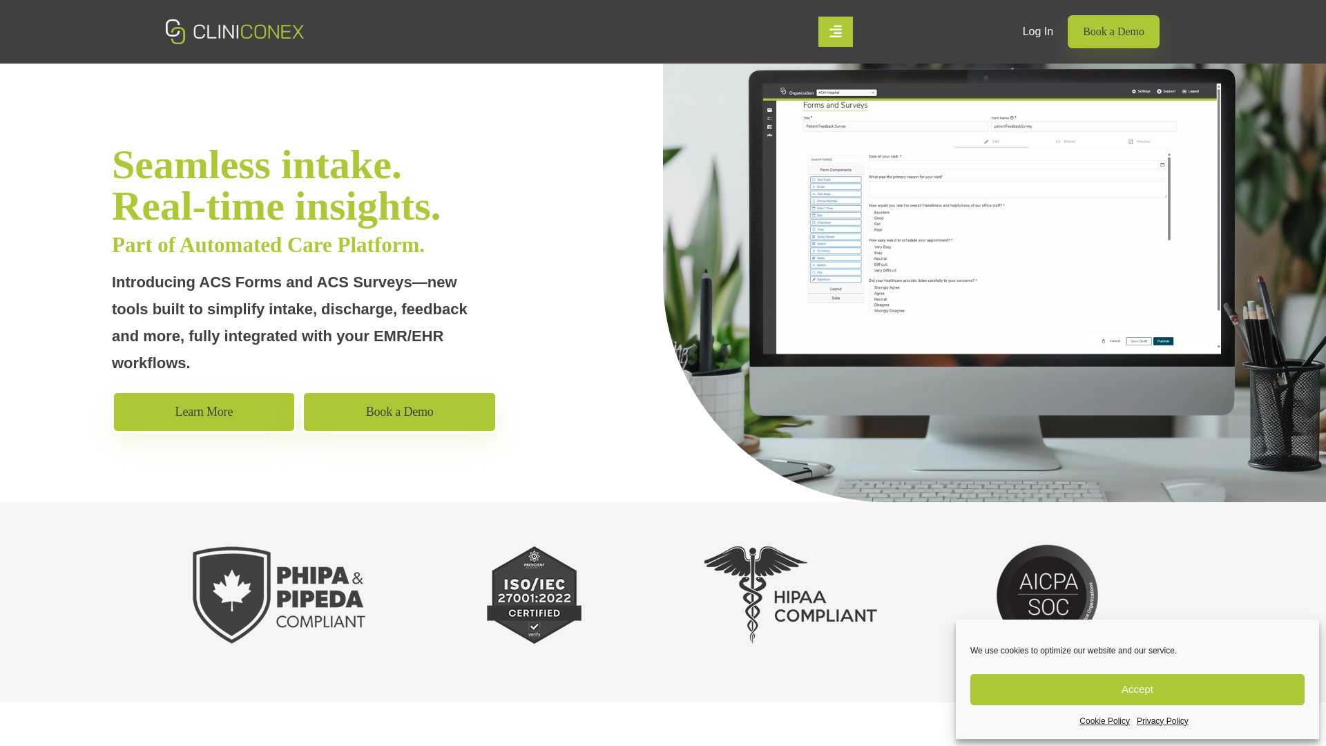 website screenshot of https://cliniconextech.com/