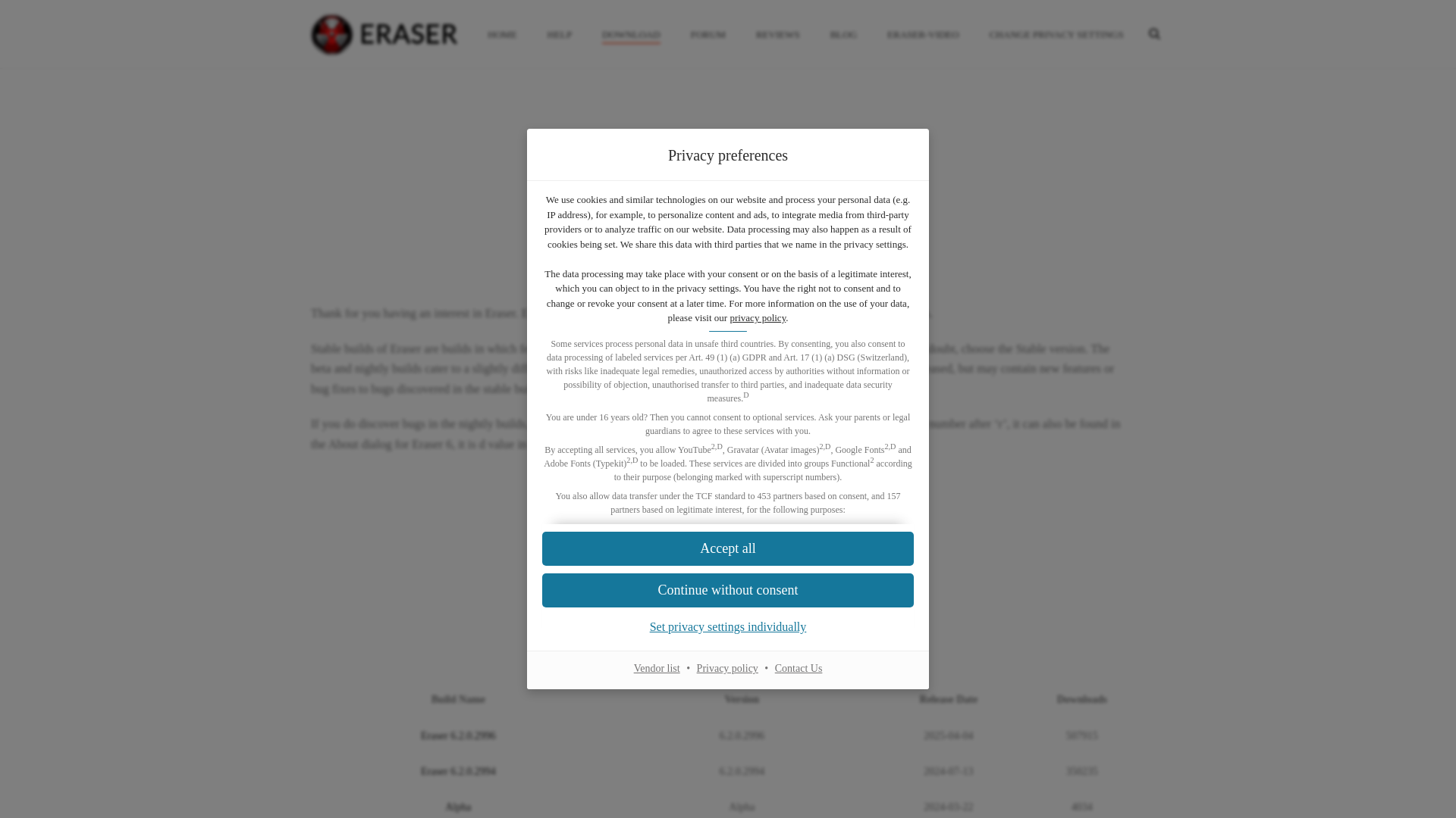website screenshot of https://eraser.heidi.ie/download/
