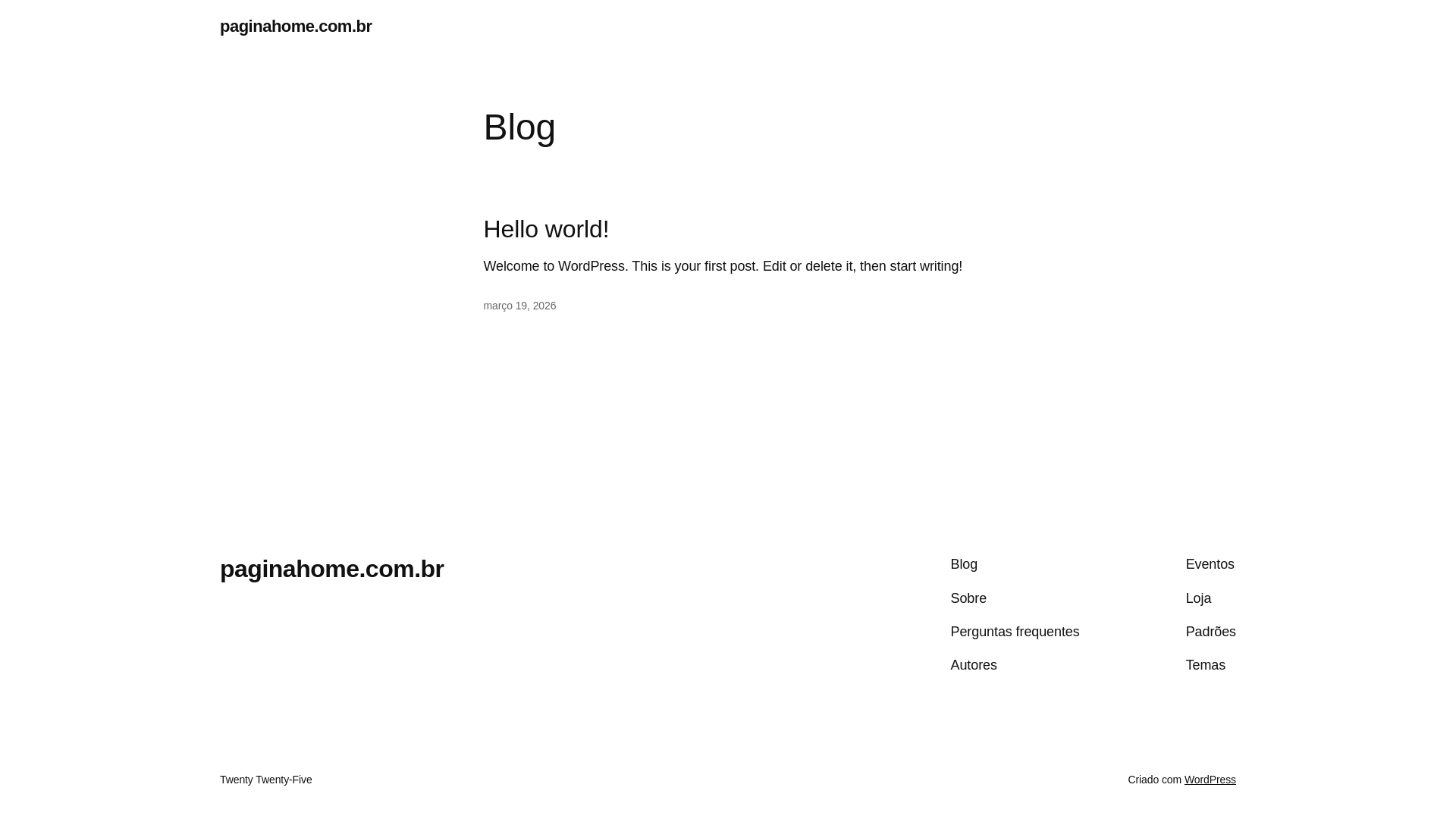 website screenshot of https://paginahome.com.br/