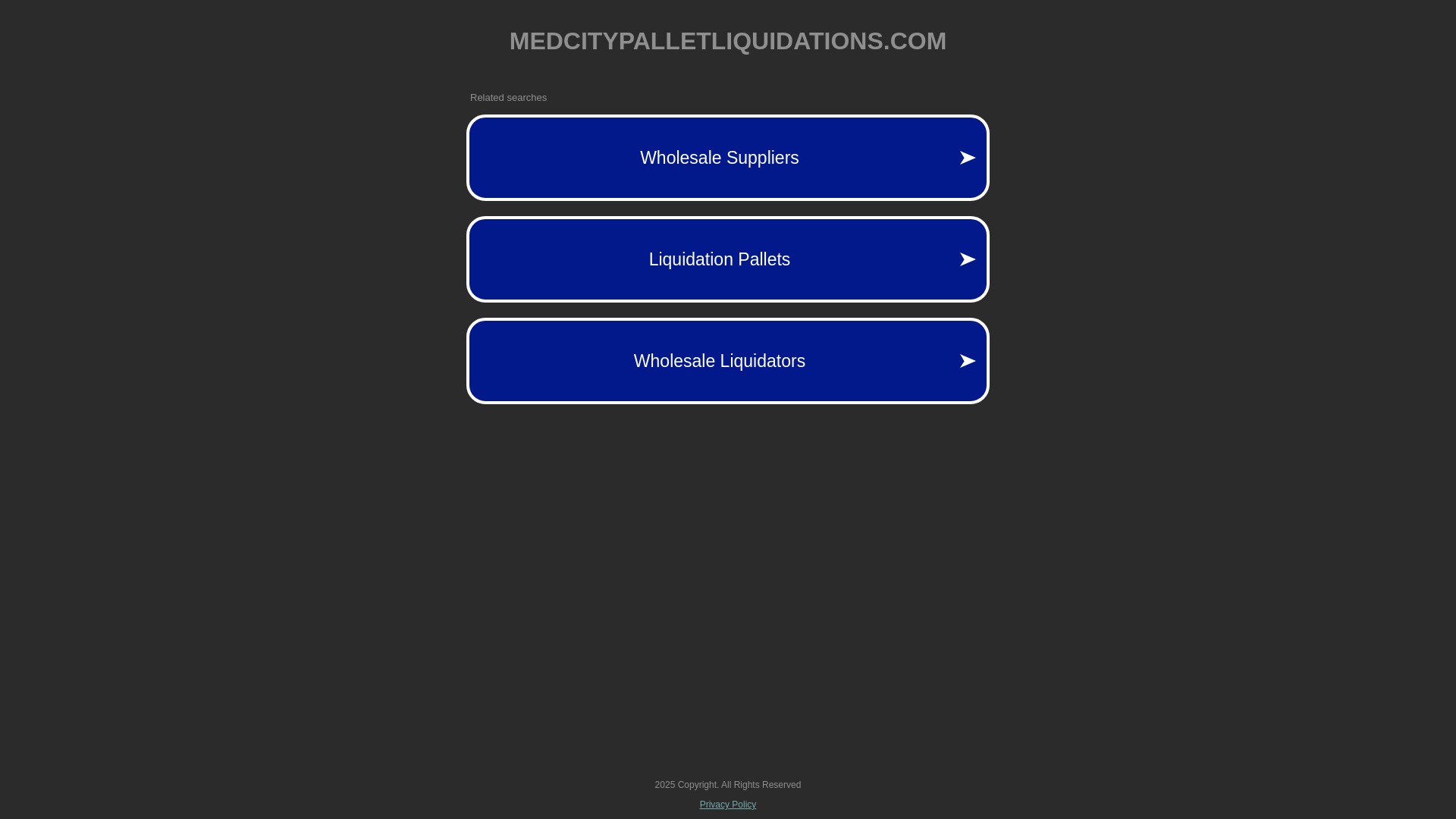 website screenshot of https://medcitypalletliquidations.com/