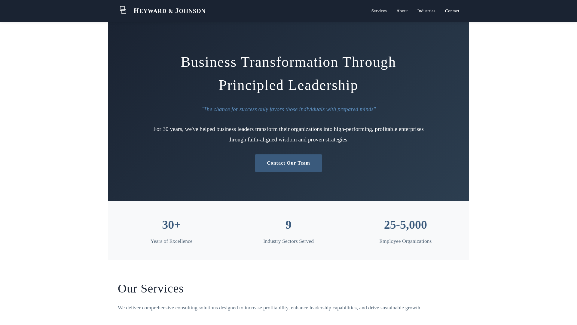 website screenshot of https://heywardjohnson.com/