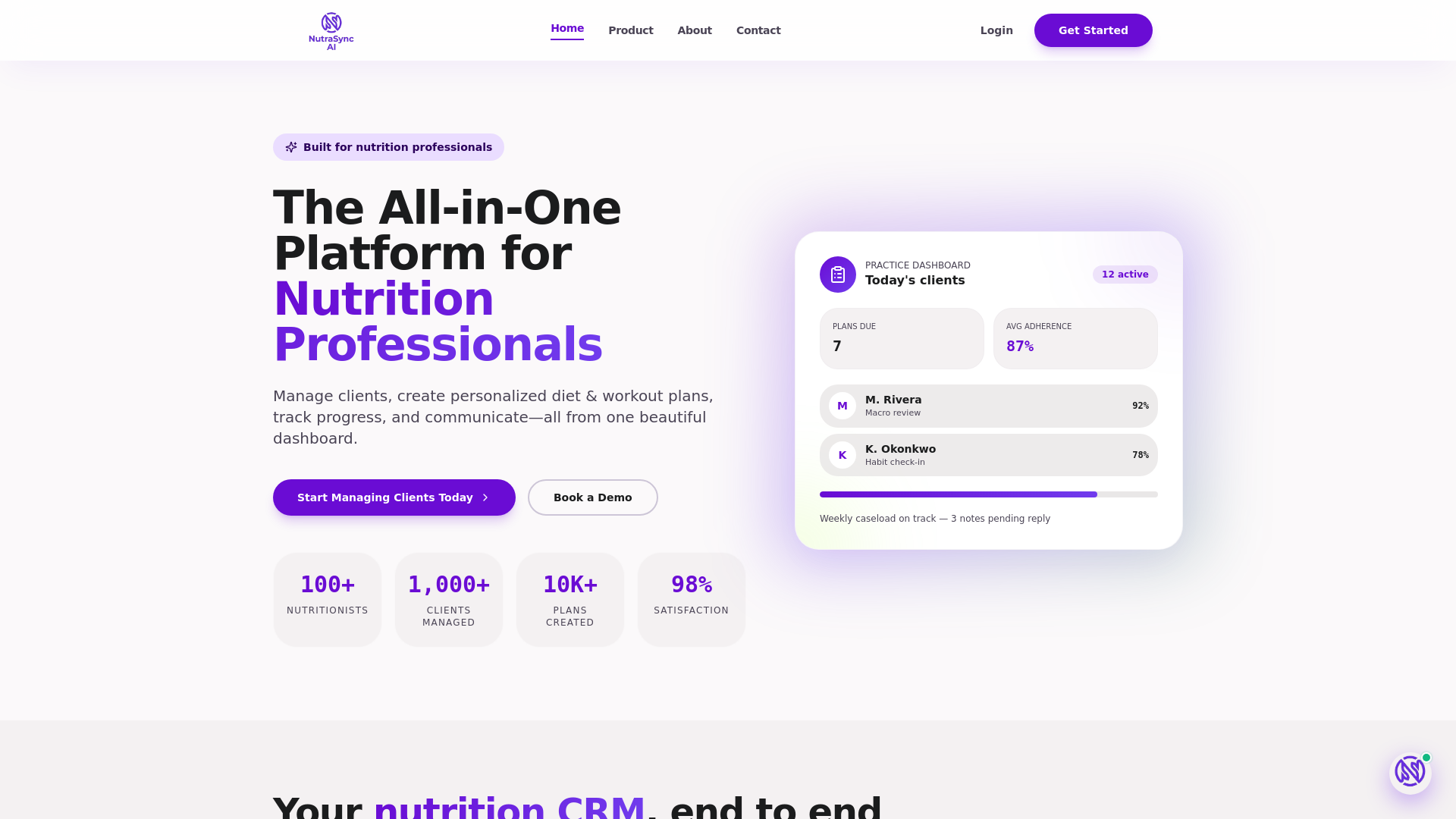 website screenshot of https://nutrasync.app/