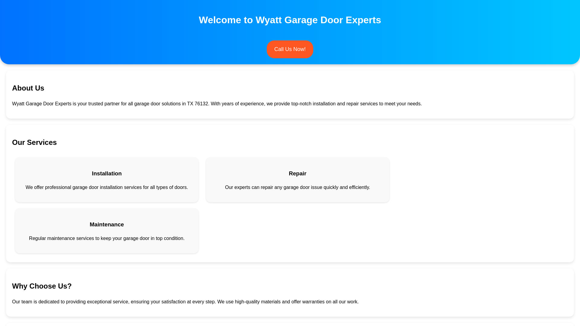 website screenshot of https://wyattgaragedoor1experts.shop