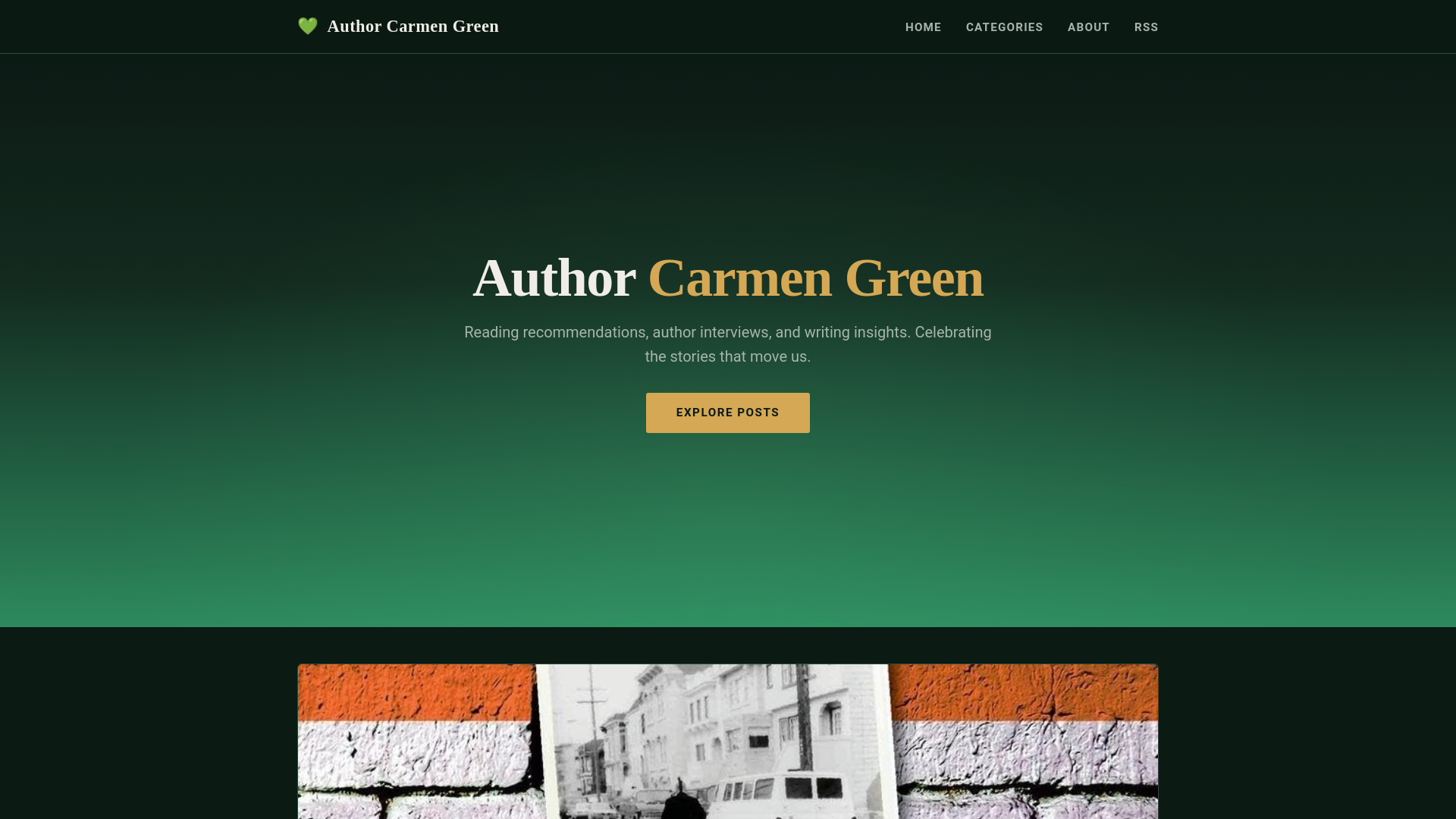 website screenshot of https://authorcarmengreen.pages.dev/