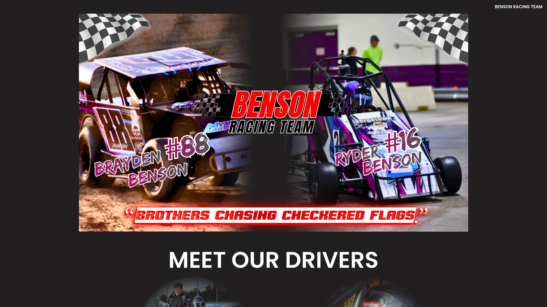 website screenshot of https://bensonracingteam.com