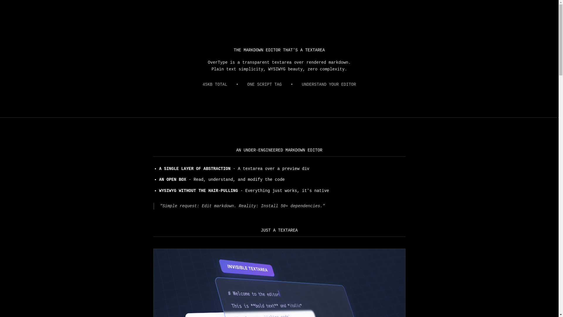 website screenshot of https://overtype.dev/