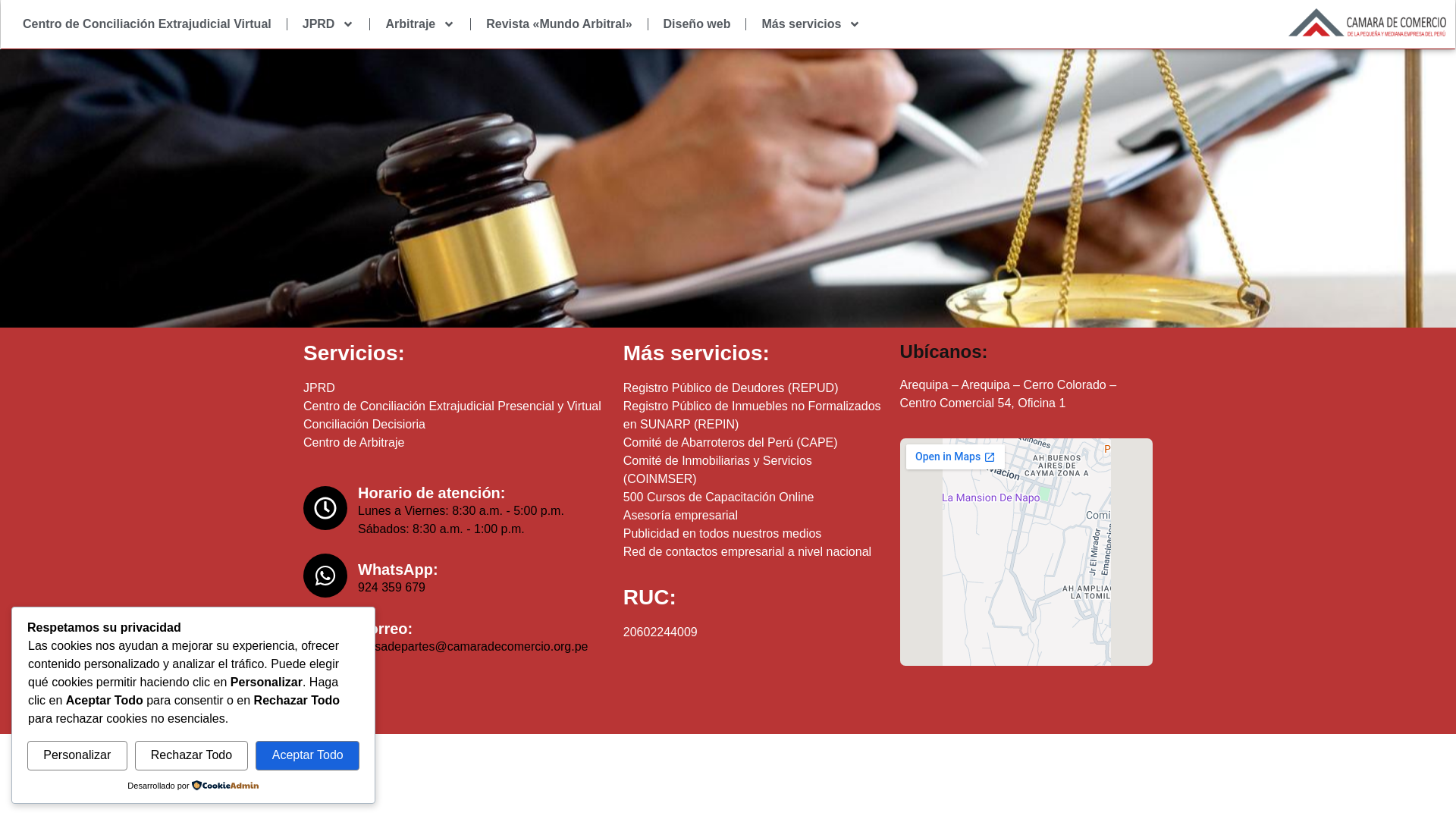 website screenshot of https://camaradecomerciopyme.com/