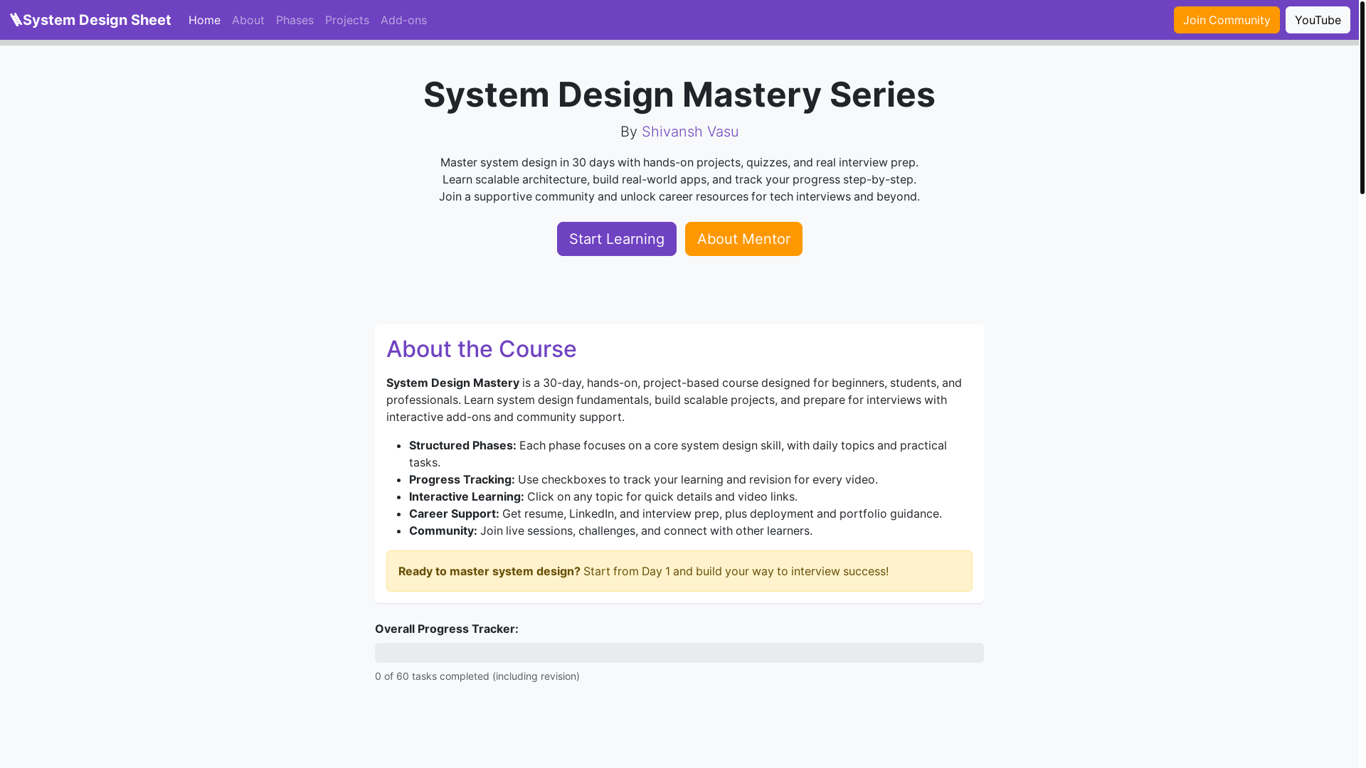 website screenshot of https://system-design-course.pages.dev/