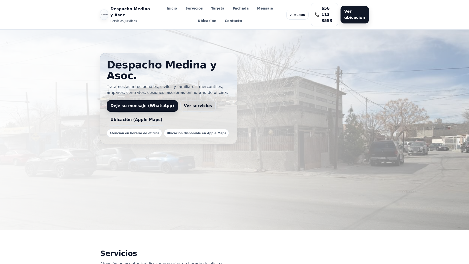 website screenshot of https://abogadosmedinaasocv3.pages.dev/