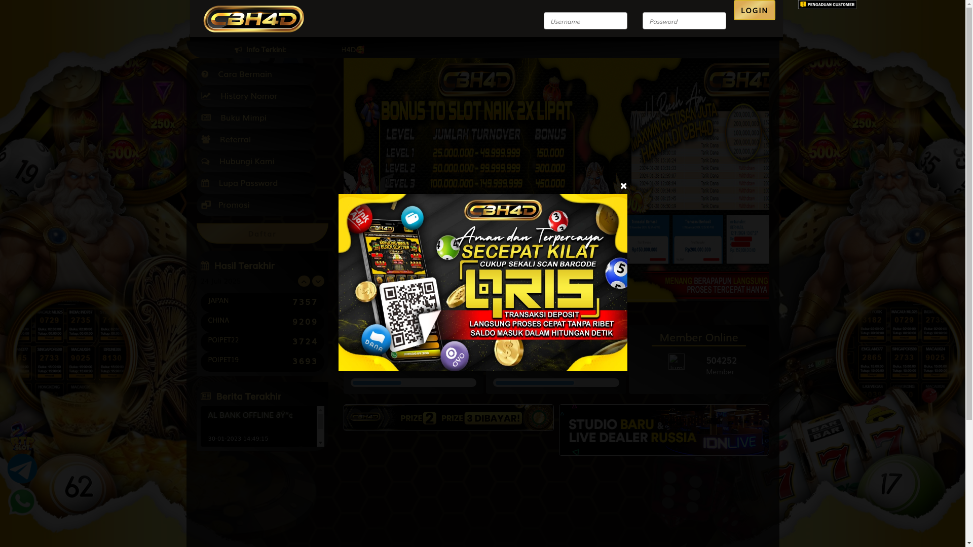 website screenshot of https://cbhwin4d.com/