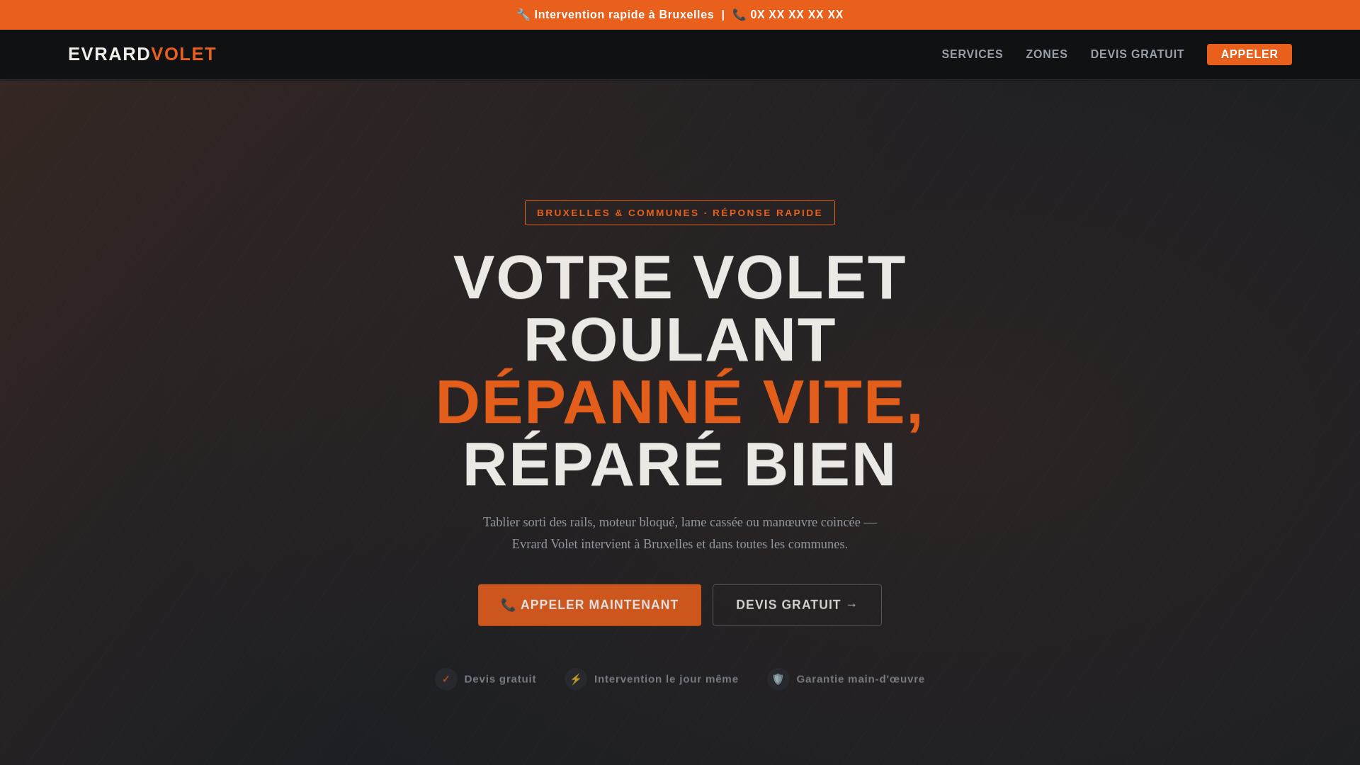 website screenshot of https://evrard-volet.be/