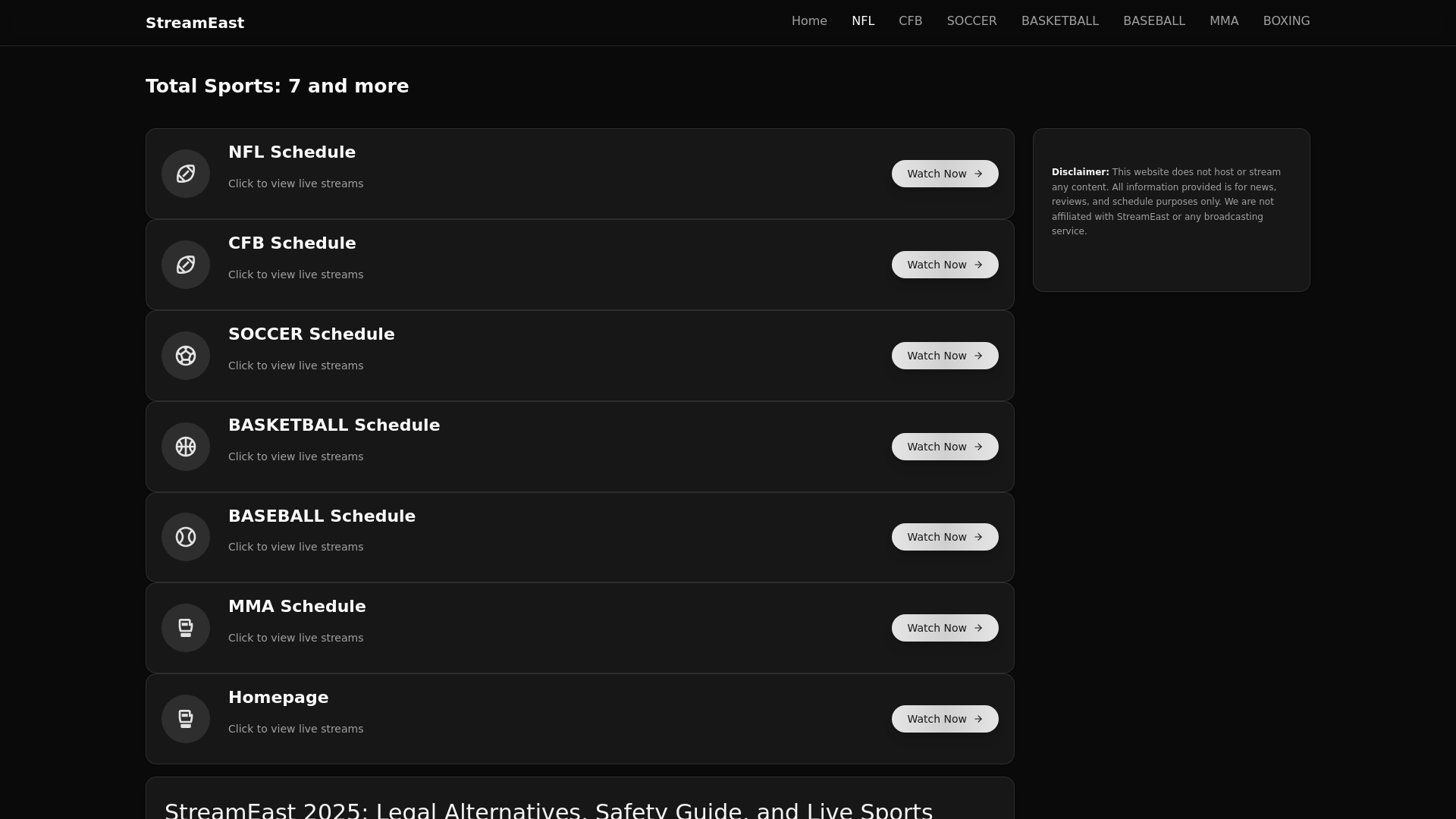 website screenshot of https://thestreameasts-live.pages.dev/