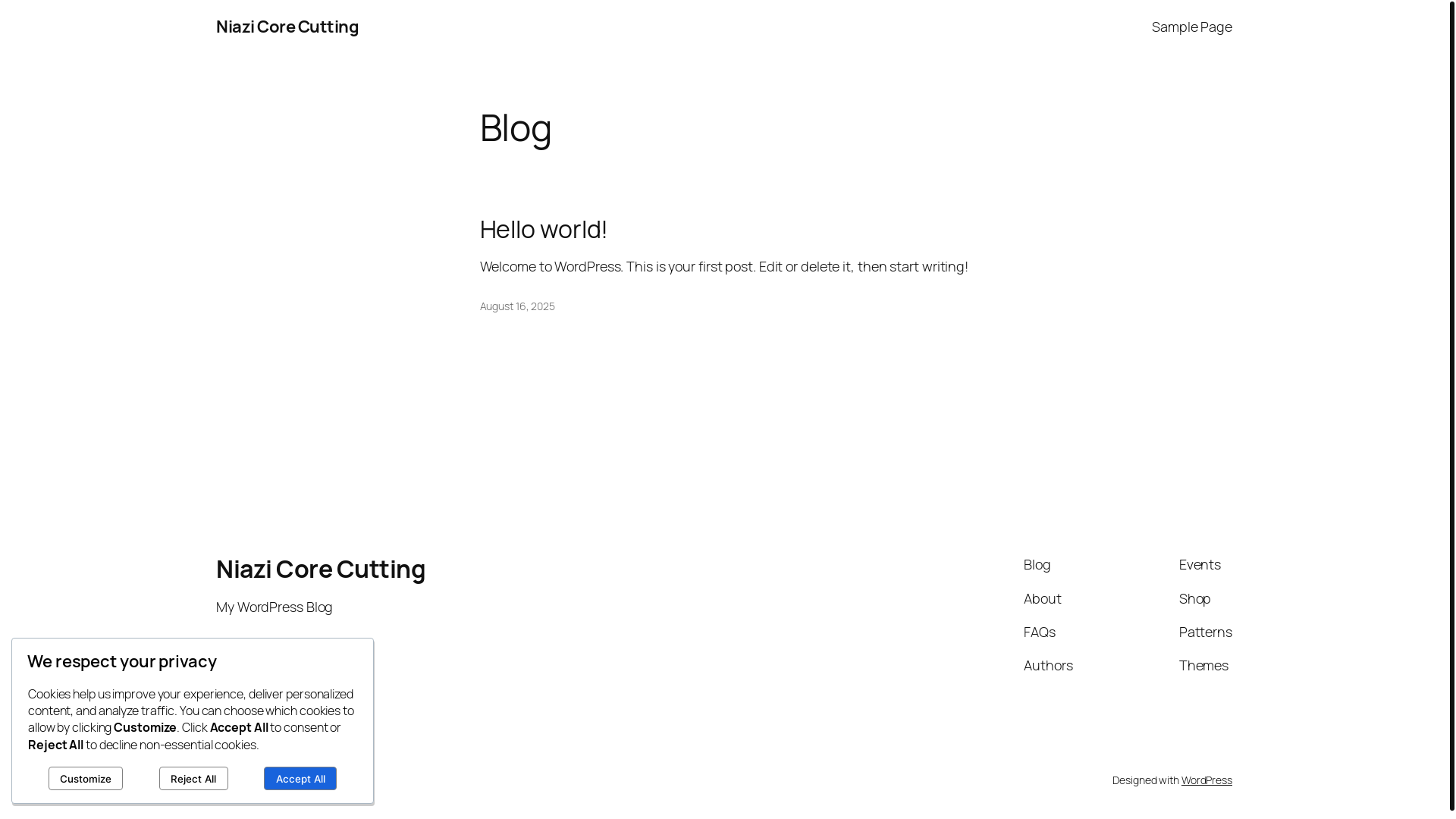 website screenshot of https://niazicorecutting.com/