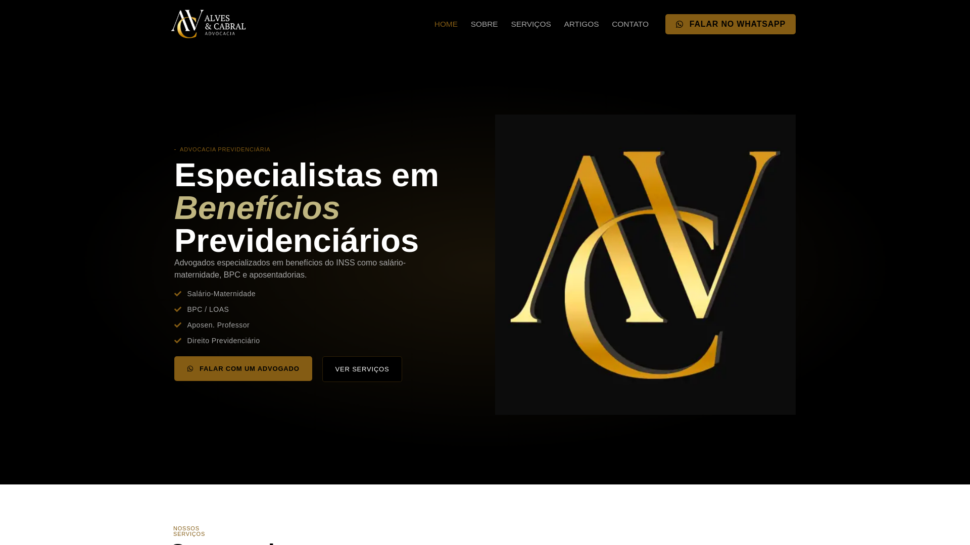 website screenshot of https://alvesecabral.adv.br
