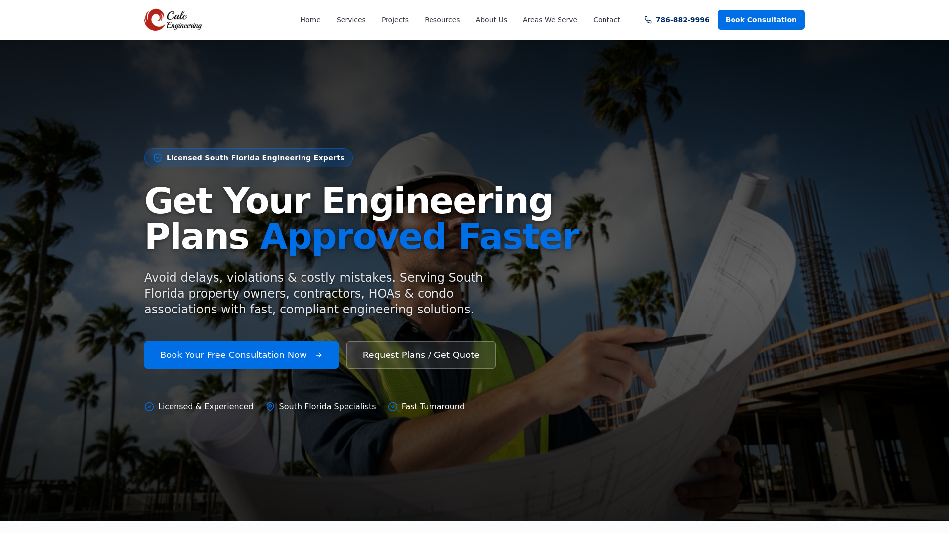 website screenshot of https://calcengineers.com/