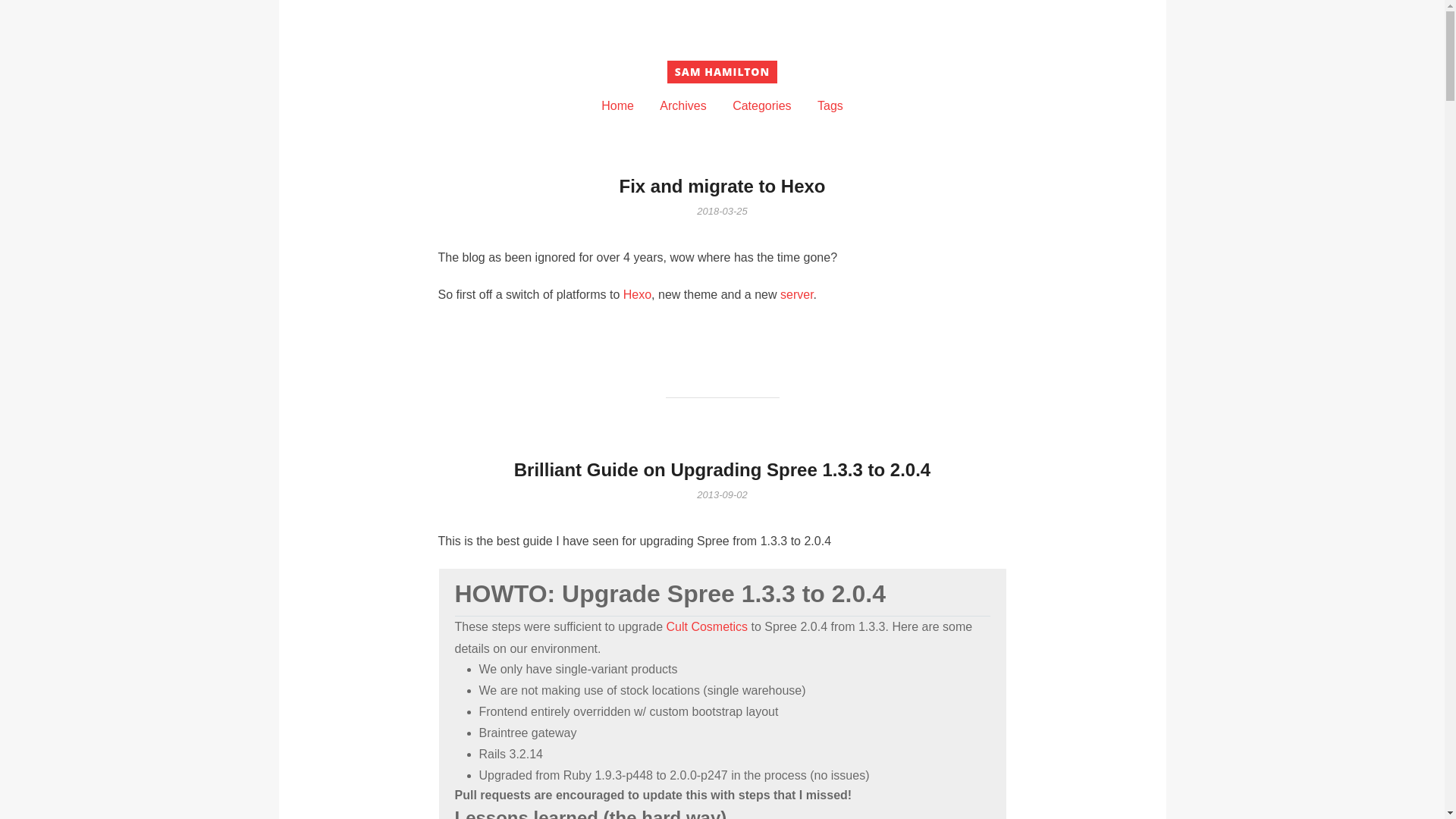 website screenshot of https://samhamilton-blog.pages.dev/