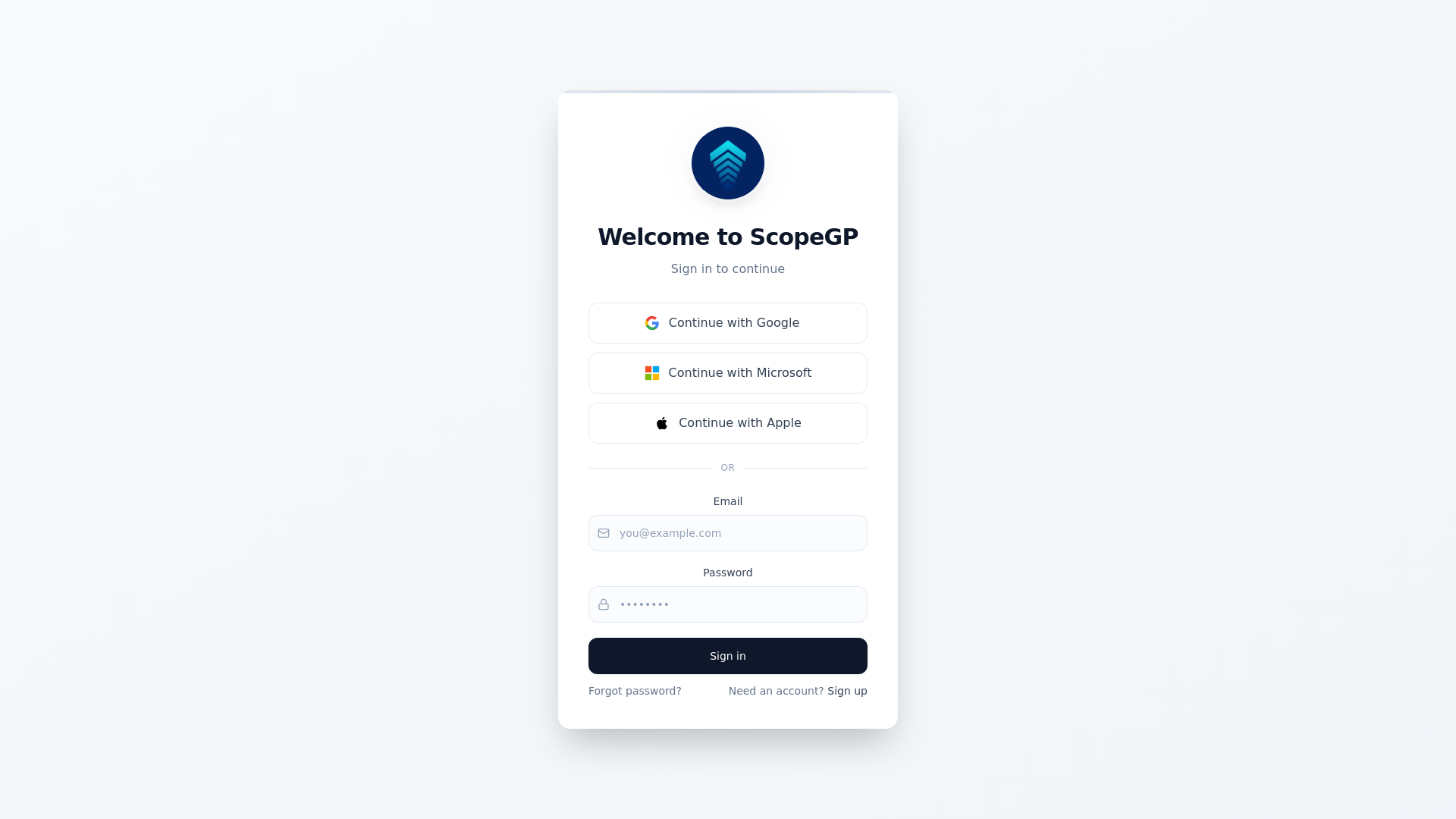 website screenshot of https://scopegp.com/