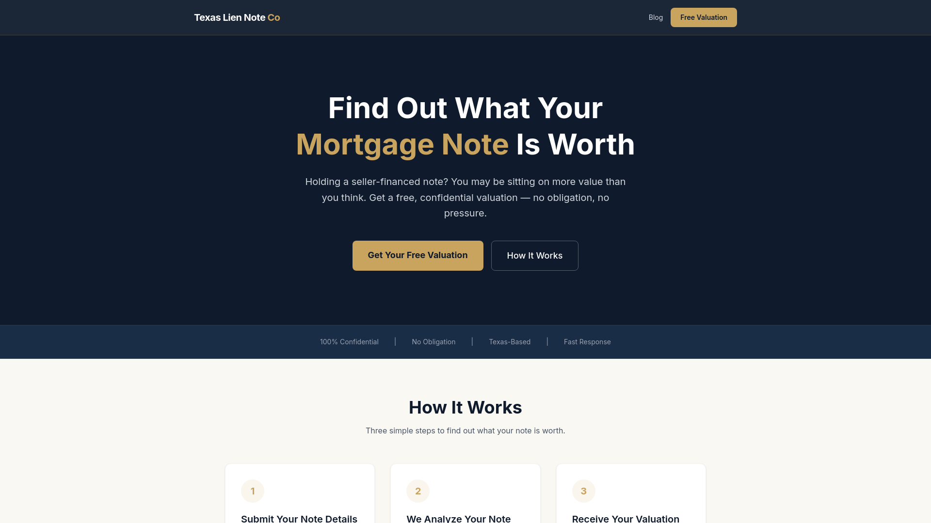 website screenshot of https://texasliennoteco.com/