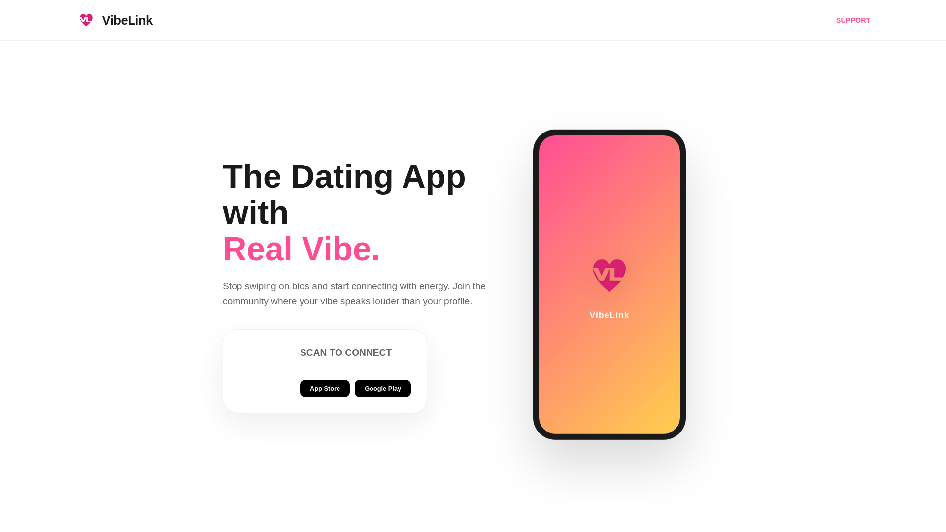 website screenshot of https://vibelinkofficial.com/