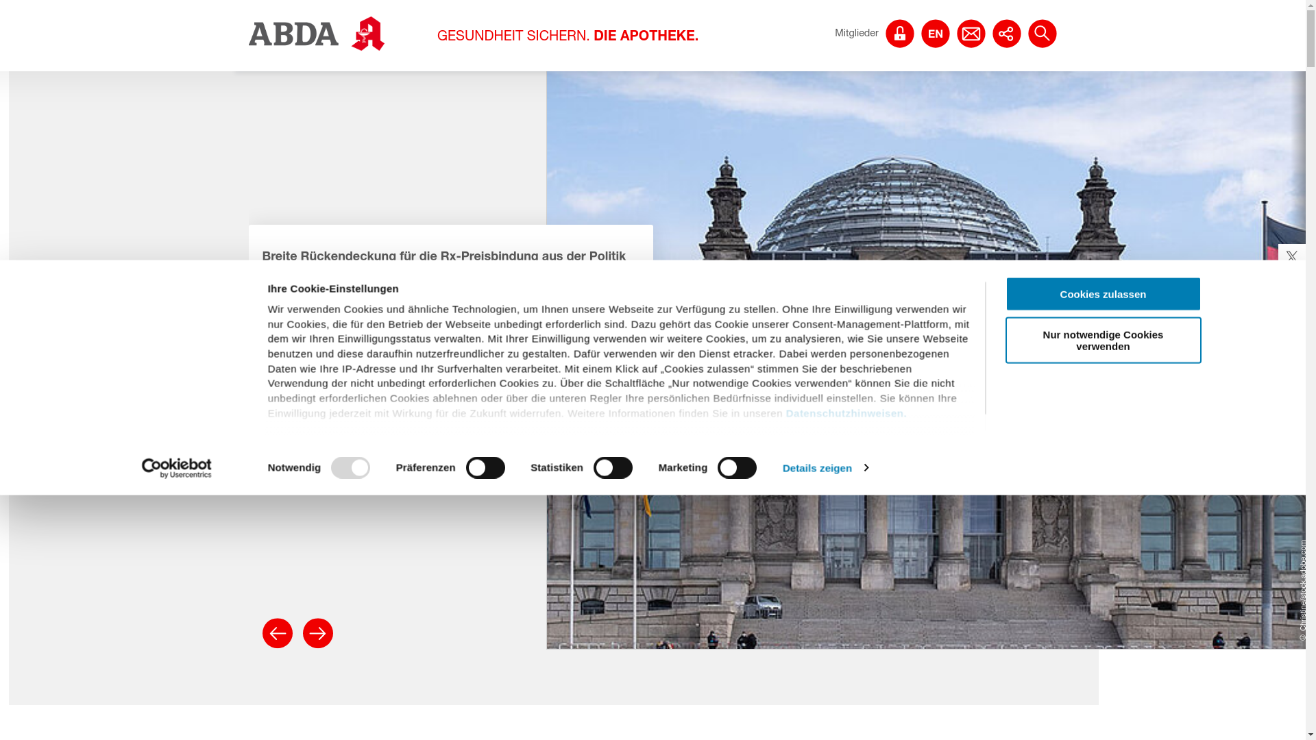 website screenshot of https://www.abda.de/