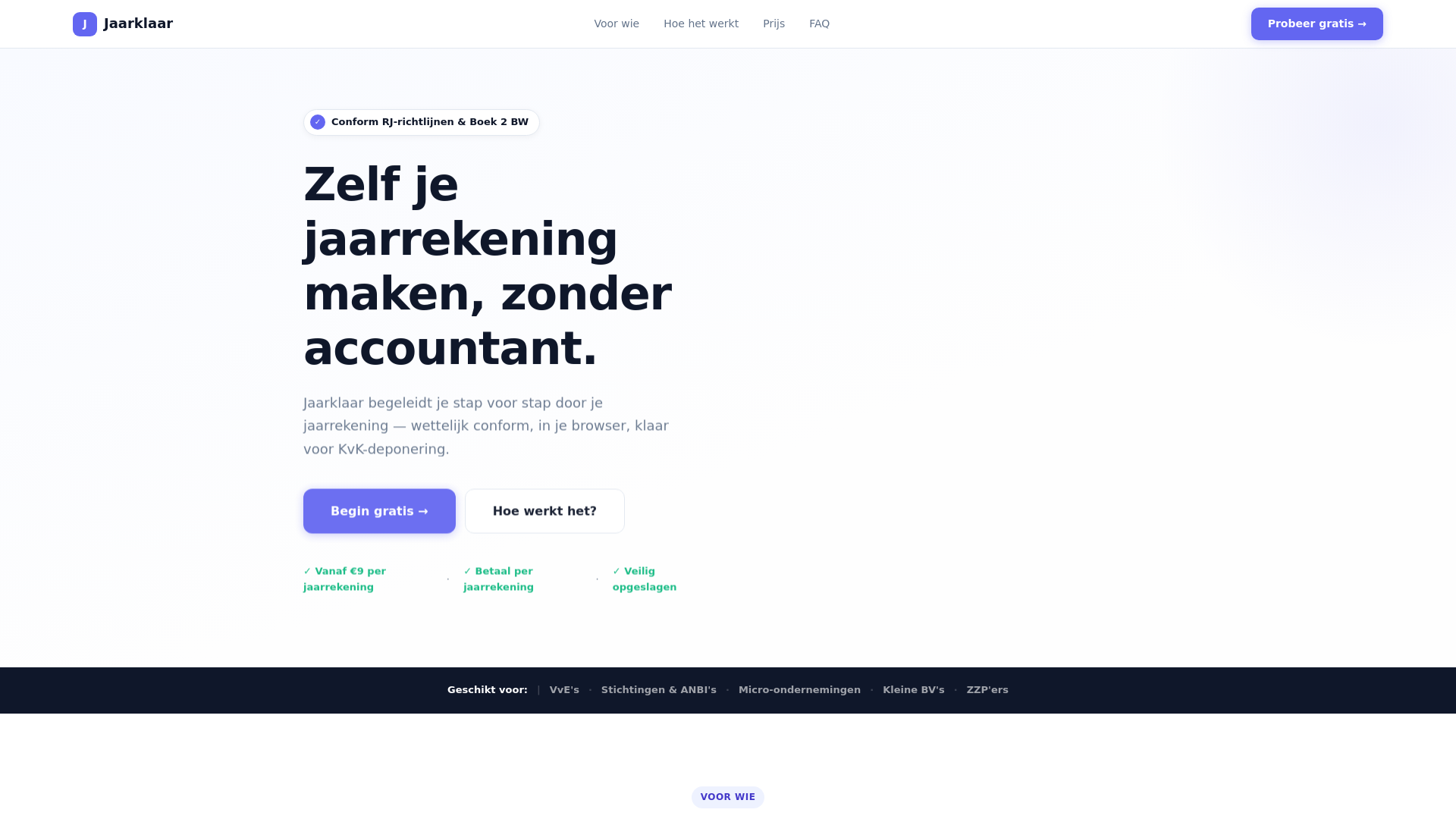 website screenshot of https://jaarklaar.app/