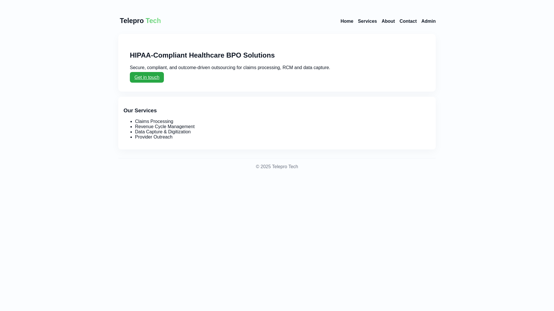 website screenshot of https://teleprotechnology.com/