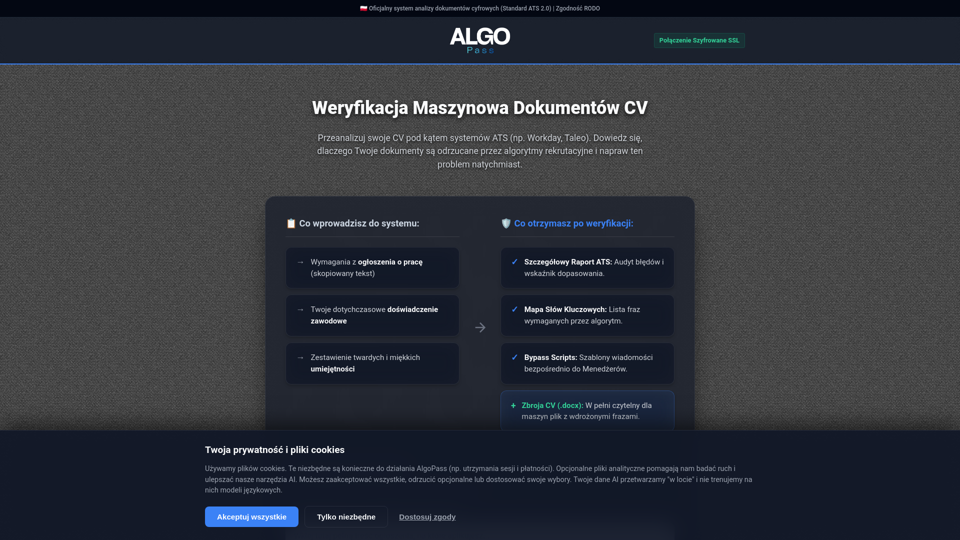 website screenshot of https://algopass.pl/