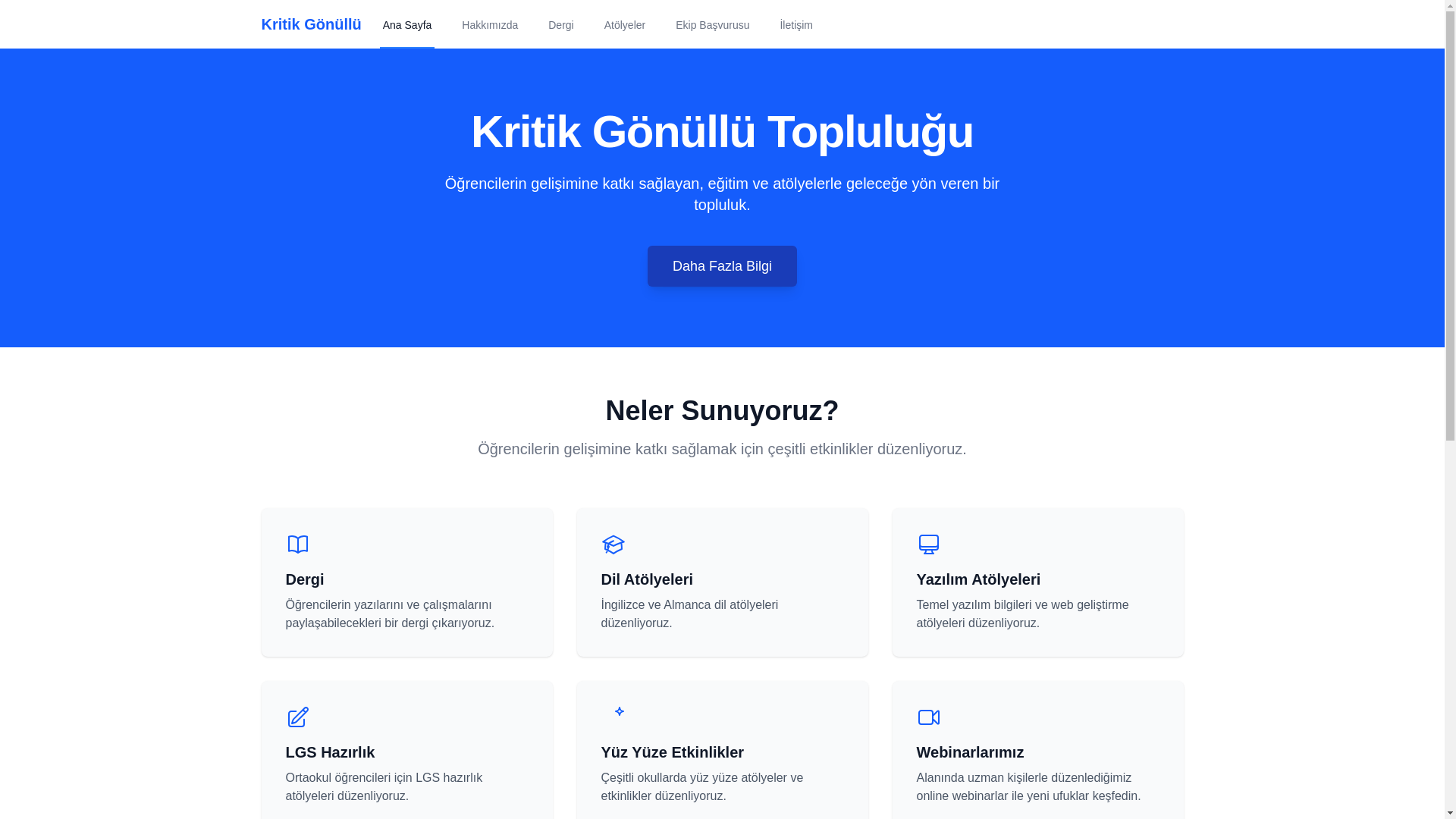 website screenshot of https://kritikgonullutoplulugu.com/