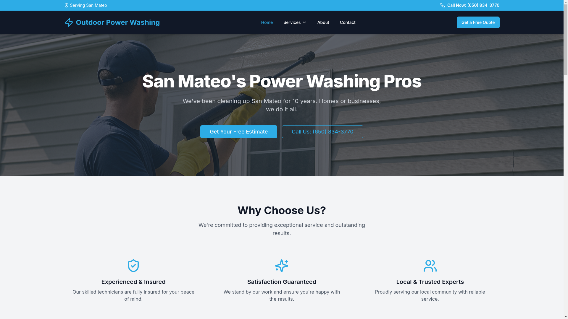 website screenshot of https://pressurewashingsanmateo.com/
