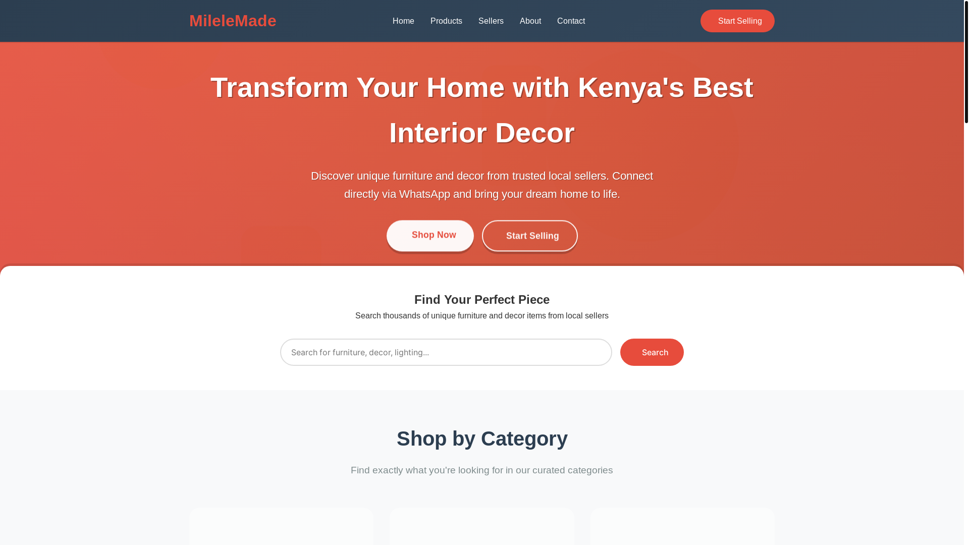 website screenshot of https://milelemade.co.ke/