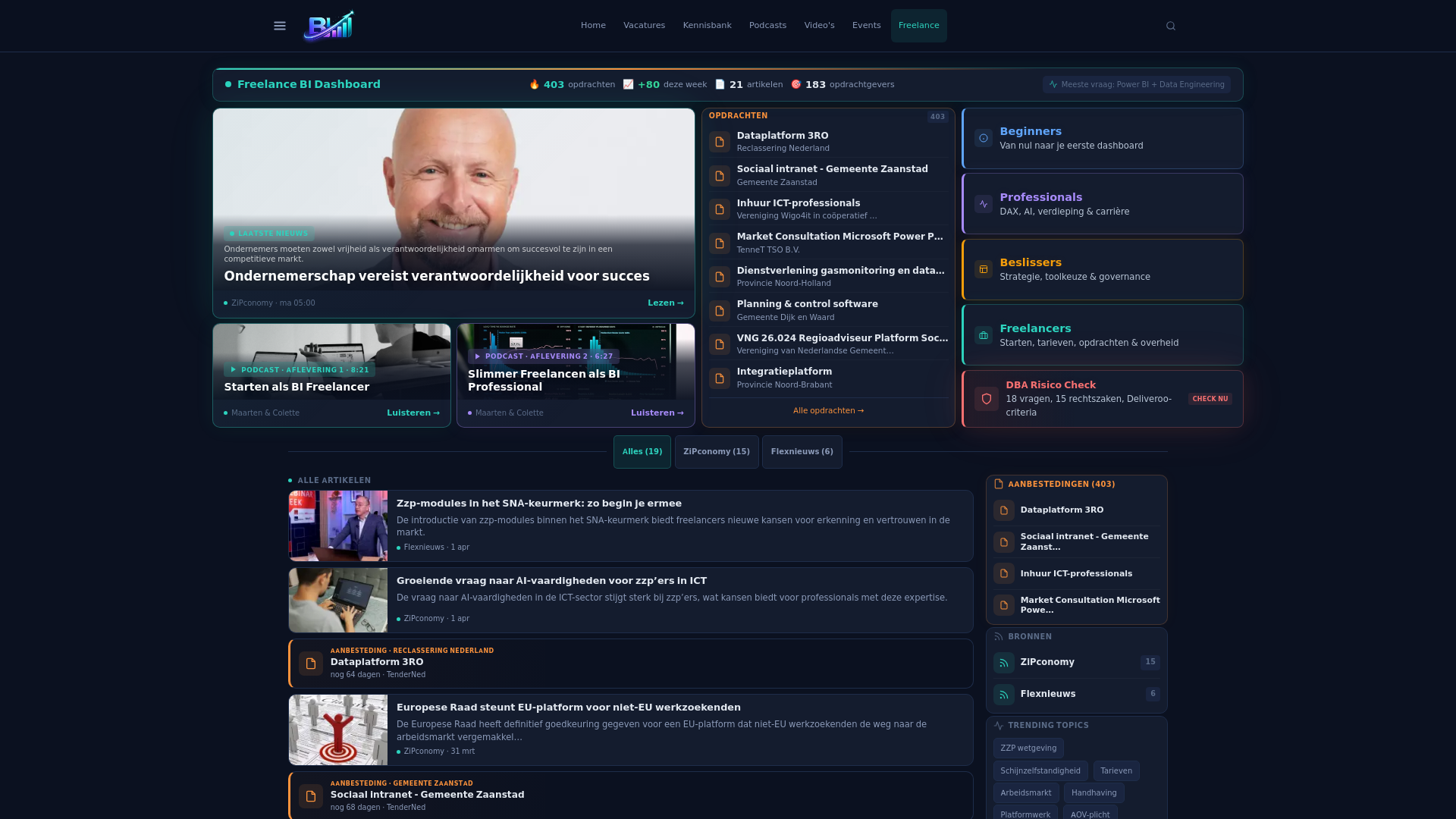 website screenshot of https://freelance-intelligence.com